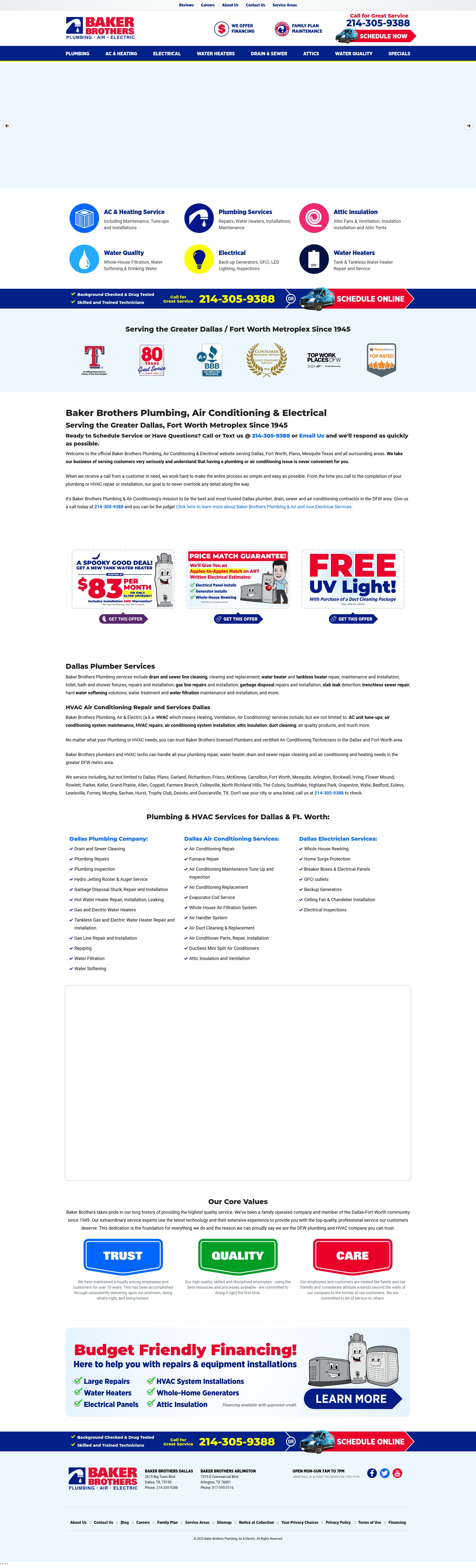 Screenshot of bakerbrothersplumbing.com