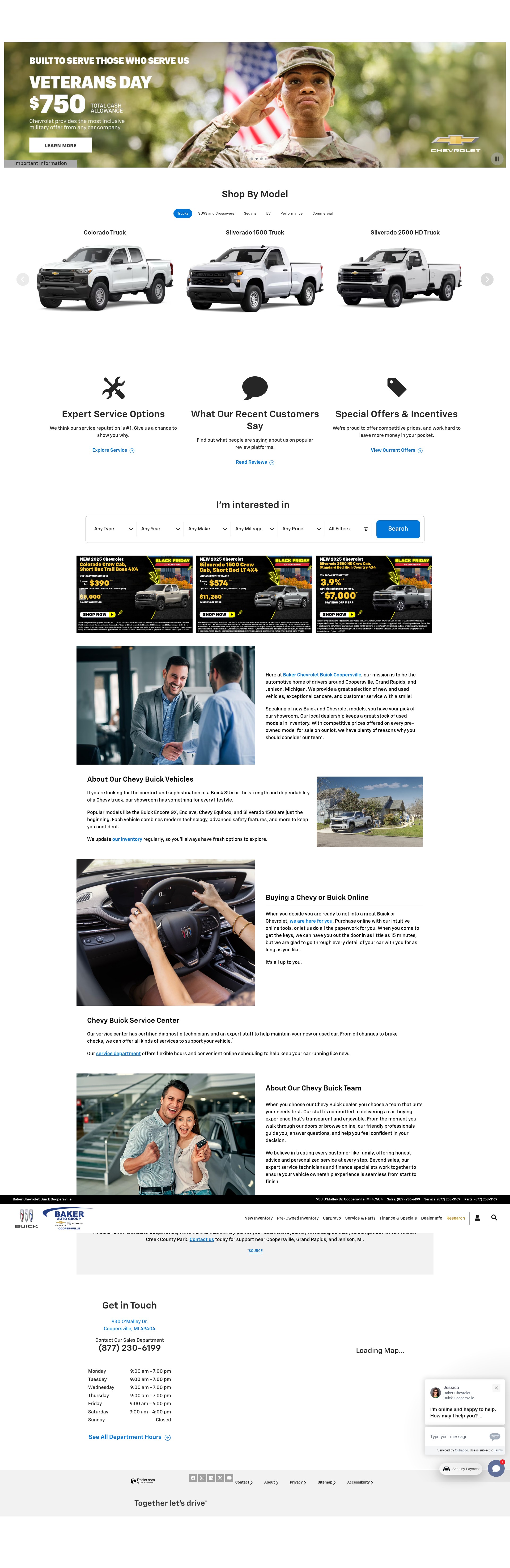 Screenshot of bakerchevybuickcoopersville.com