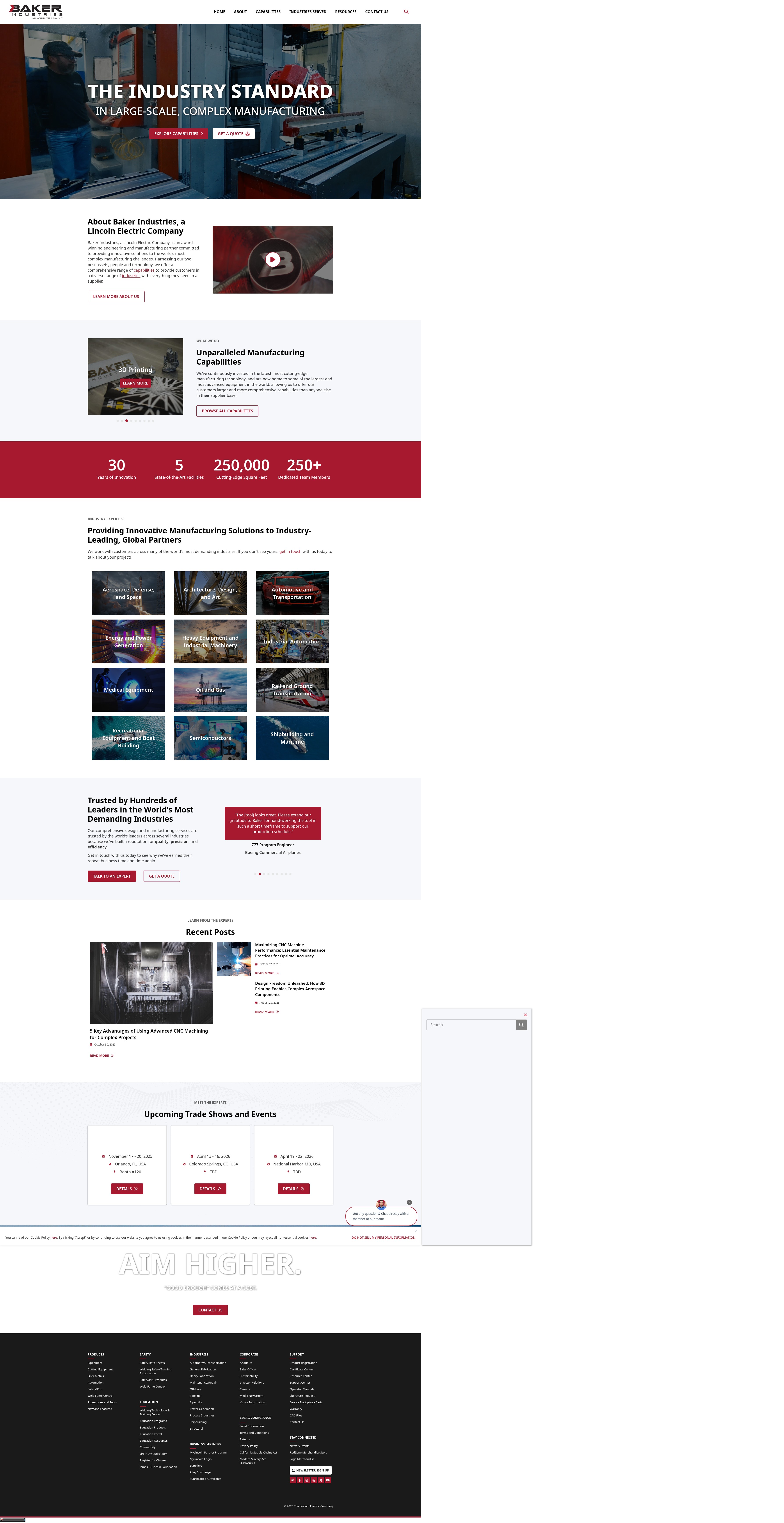Screenshot of bakerindustriesinc.com