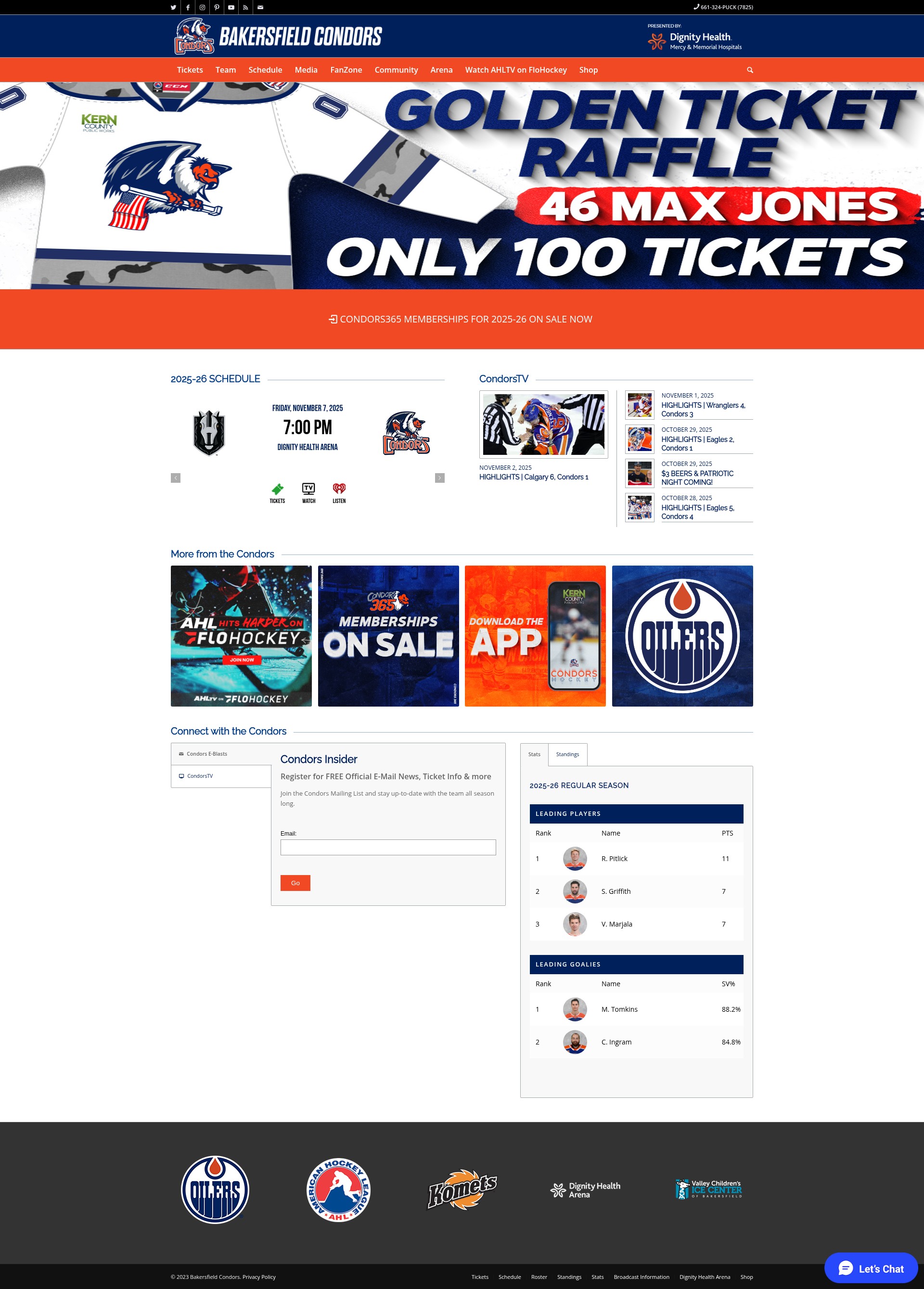 Screenshot of bakersfieldcondors.com
