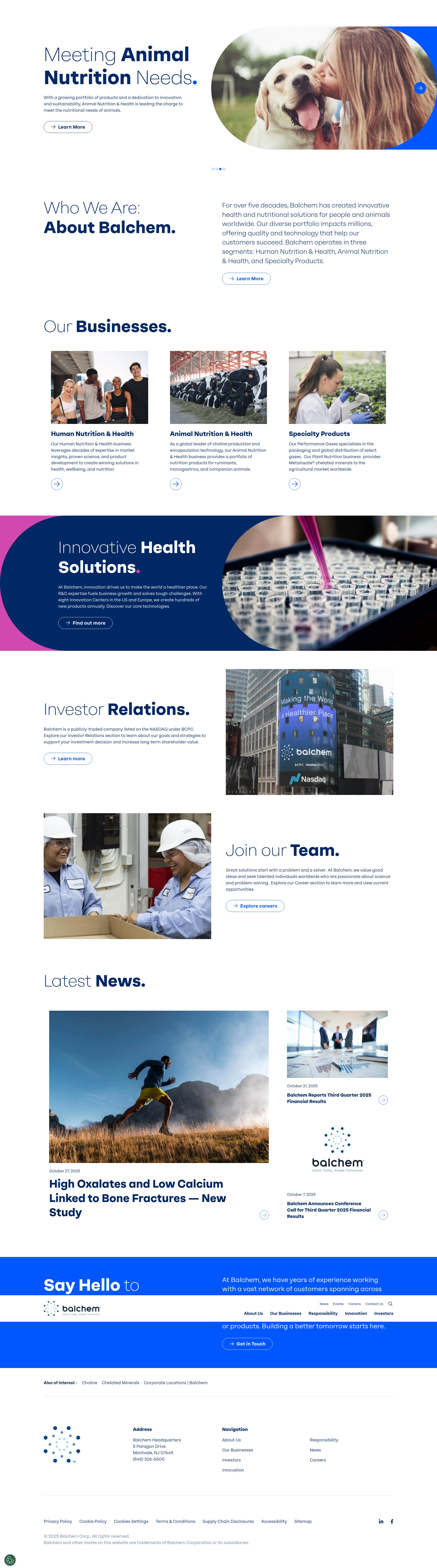Screenshot of balchem.com