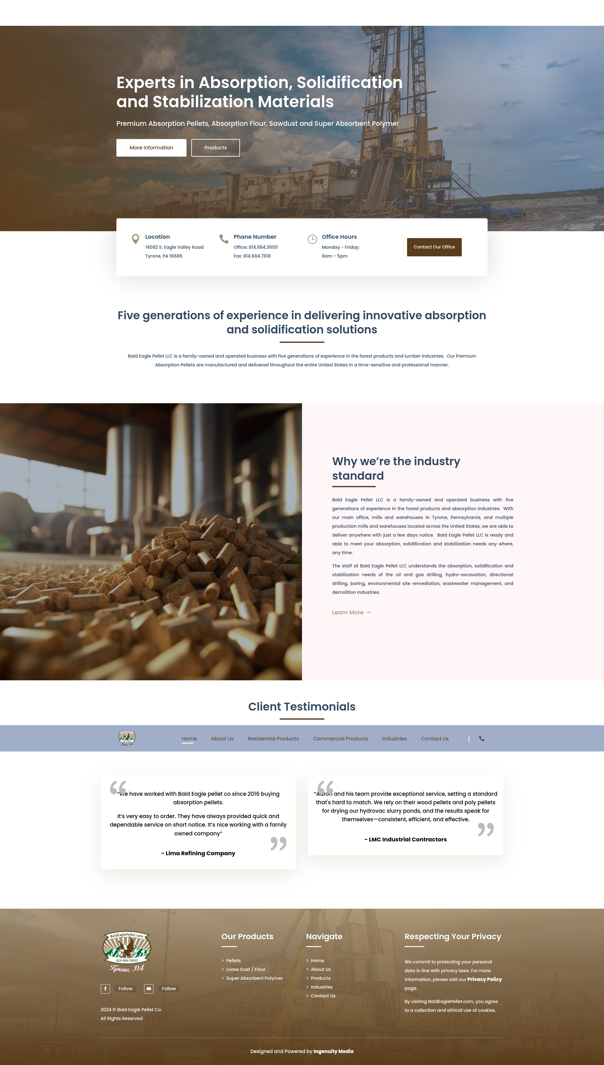 Screenshot of baldeaglepellet.com