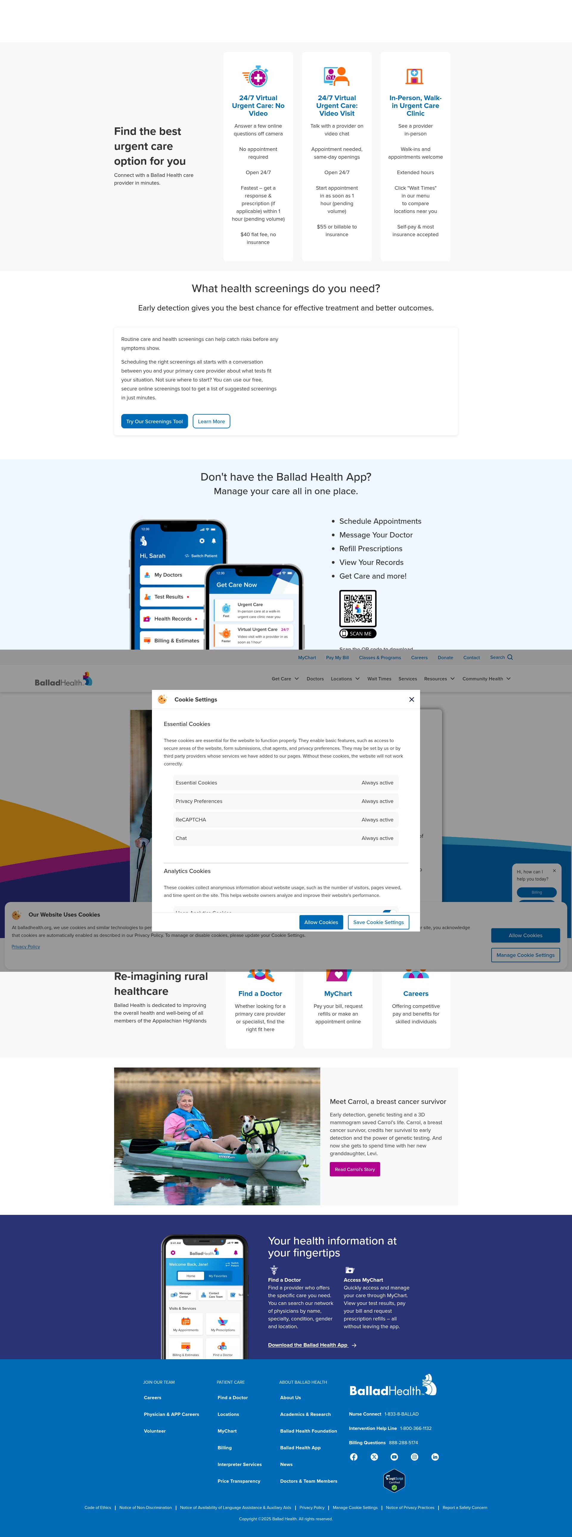 Screenshot of balladhealth.org