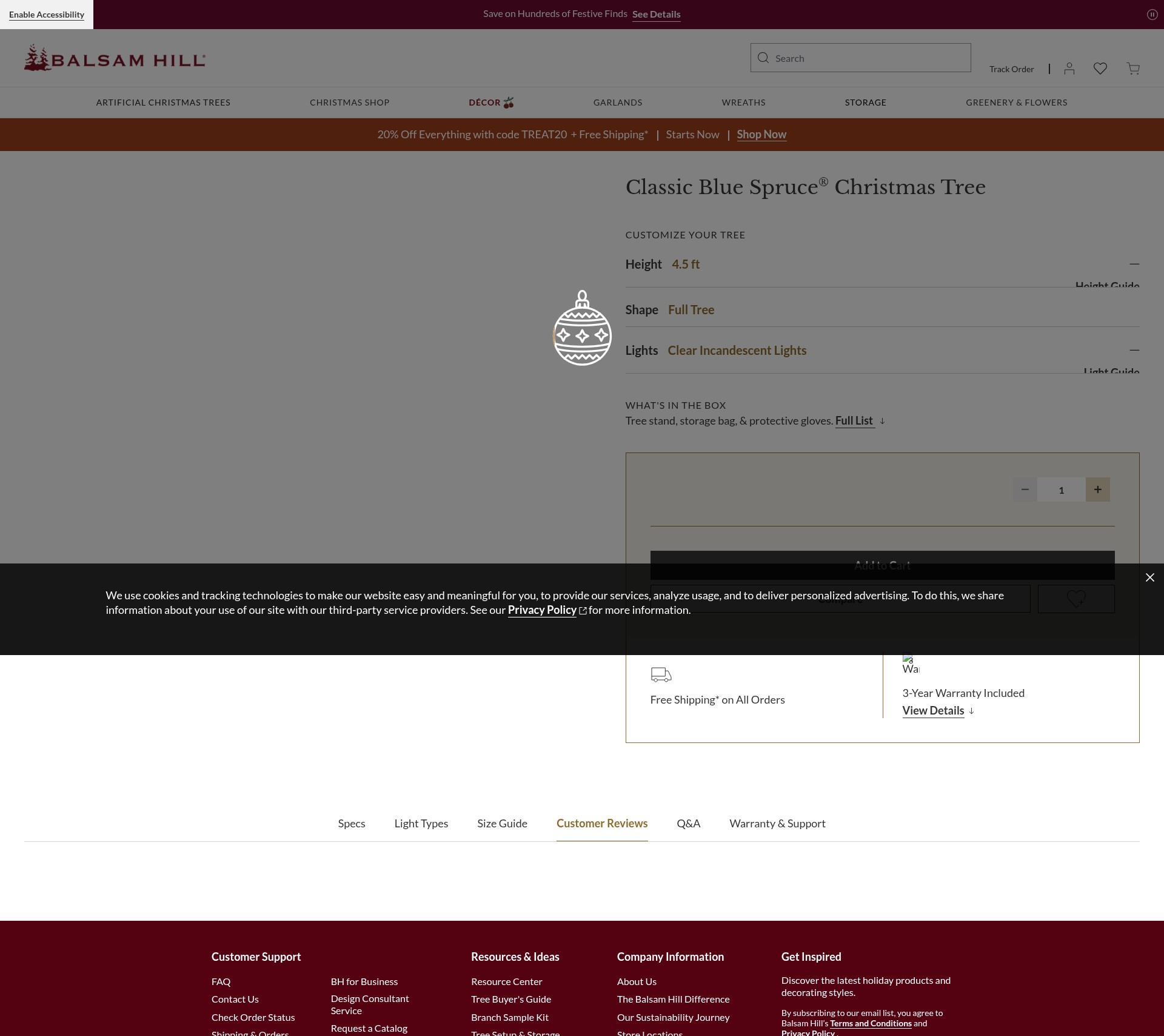 Screenshot of balsamhill.com