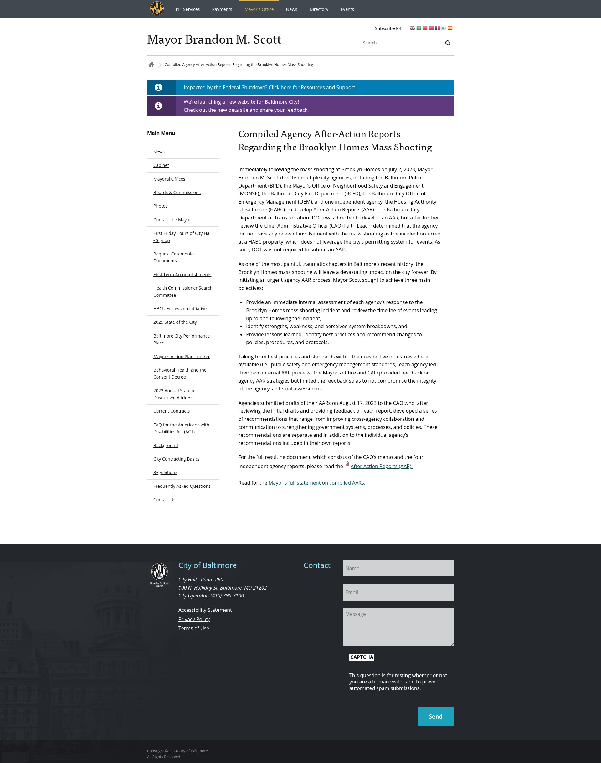 Screenshot of baltimorecity.gov