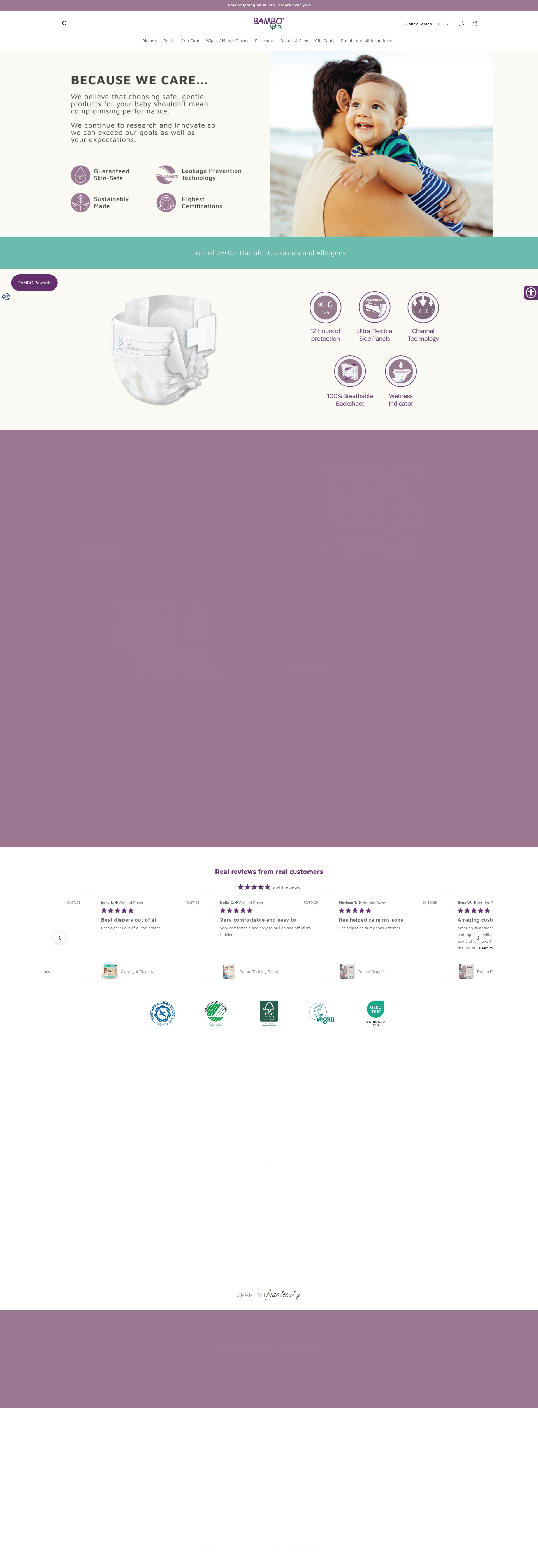 Screenshot of bambonatureusa.com