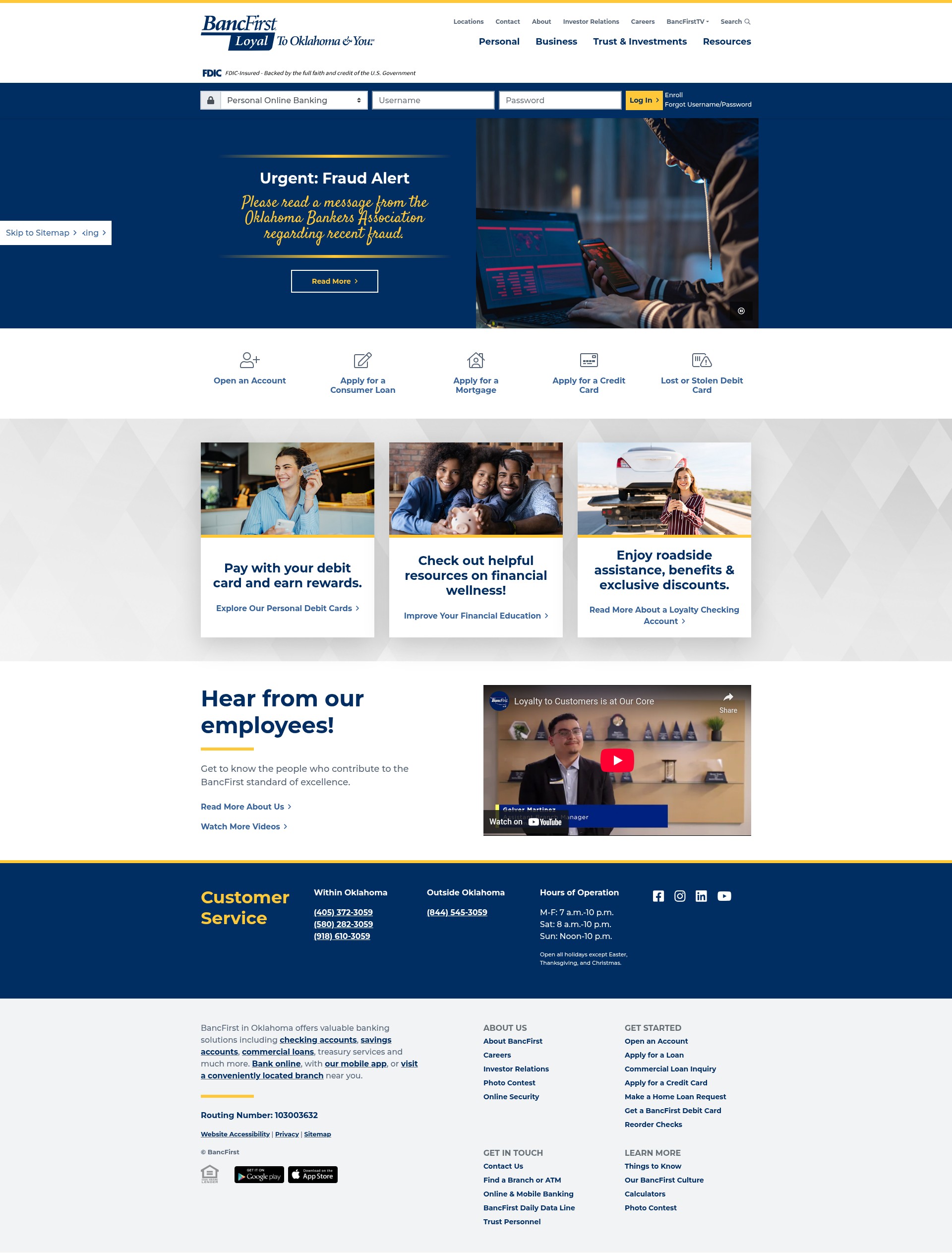 Screenshot of bancfirst.bank