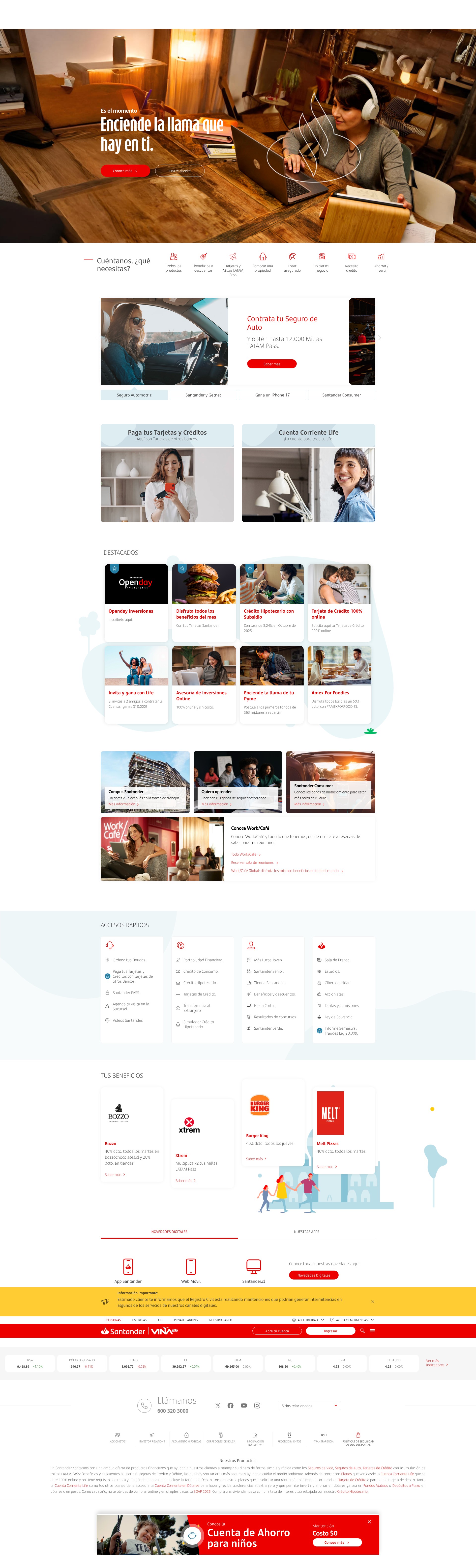 Screenshot of banco.santander.cl