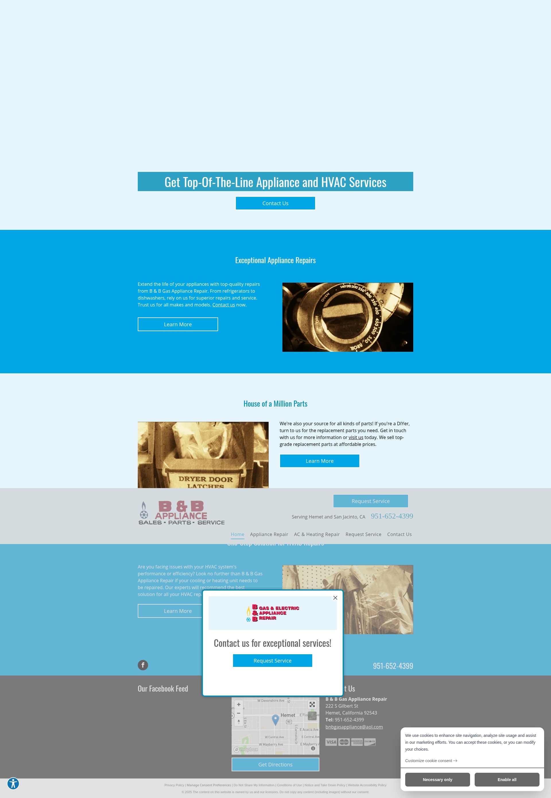 Screenshot of bandbgasappliance.com