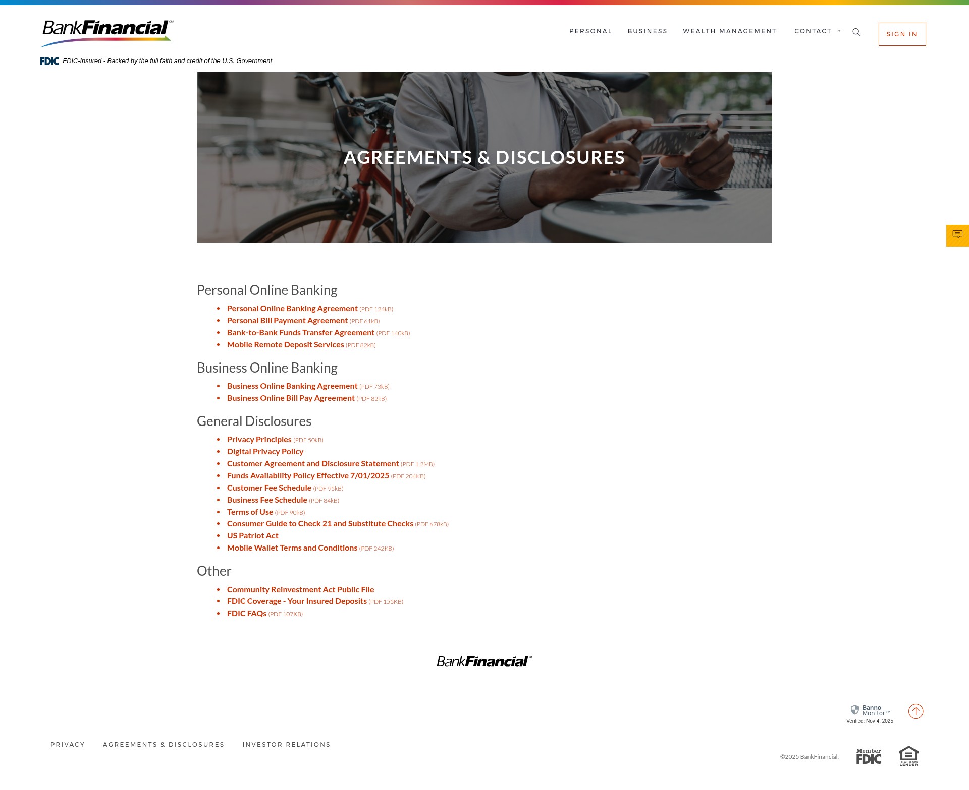 Screenshot of bankfinancial.com