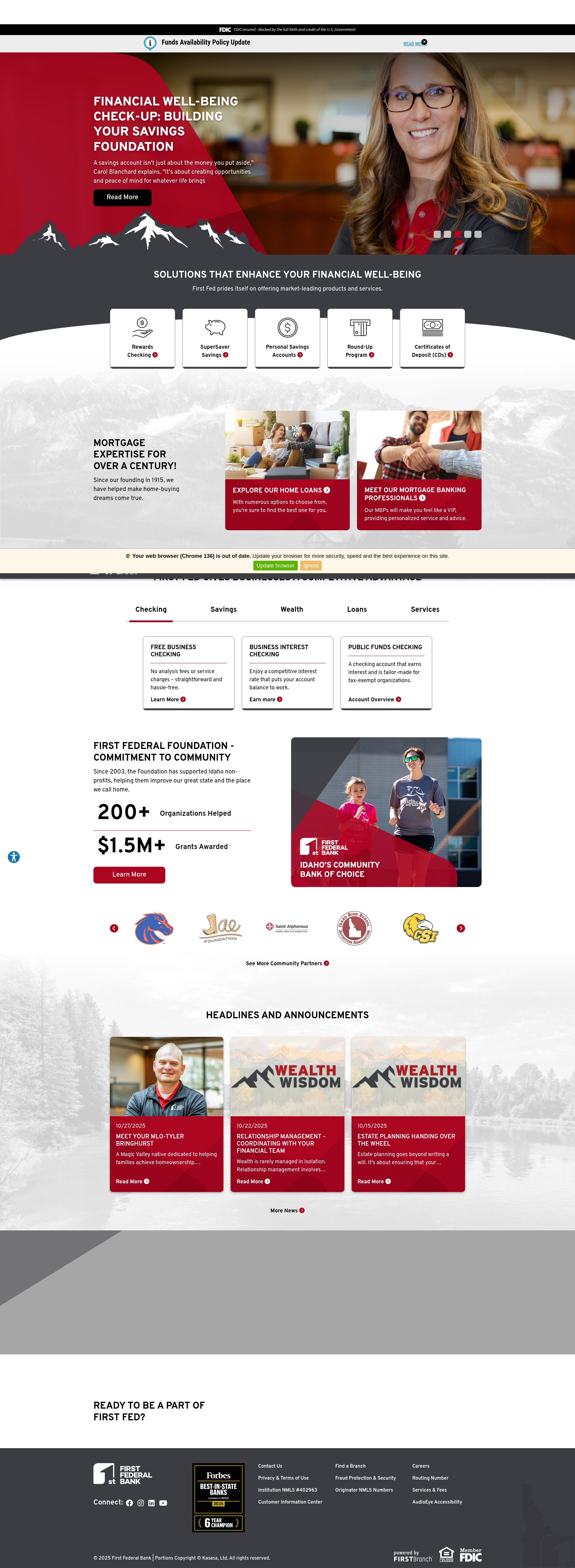 Screenshot of bankfirstfed.com