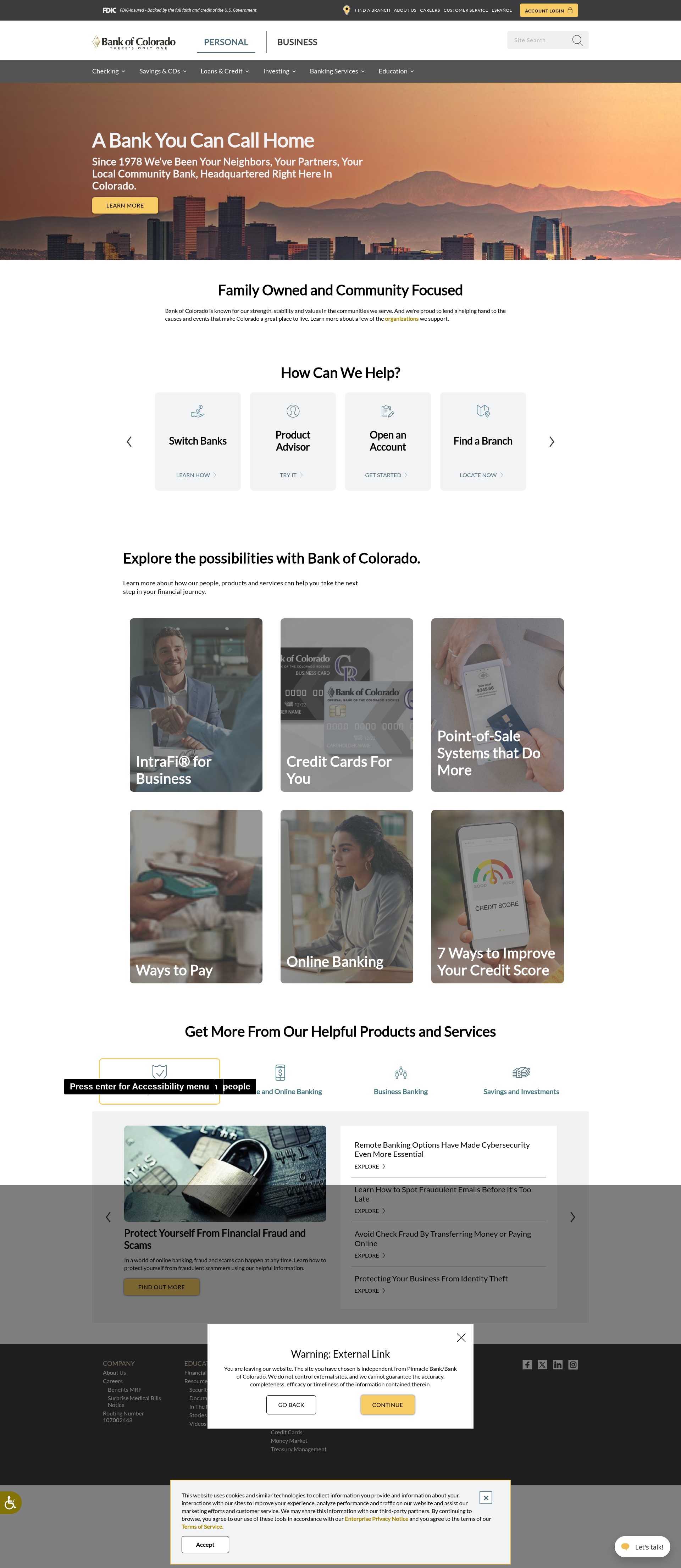 Screenshot of bankofcolorado.com