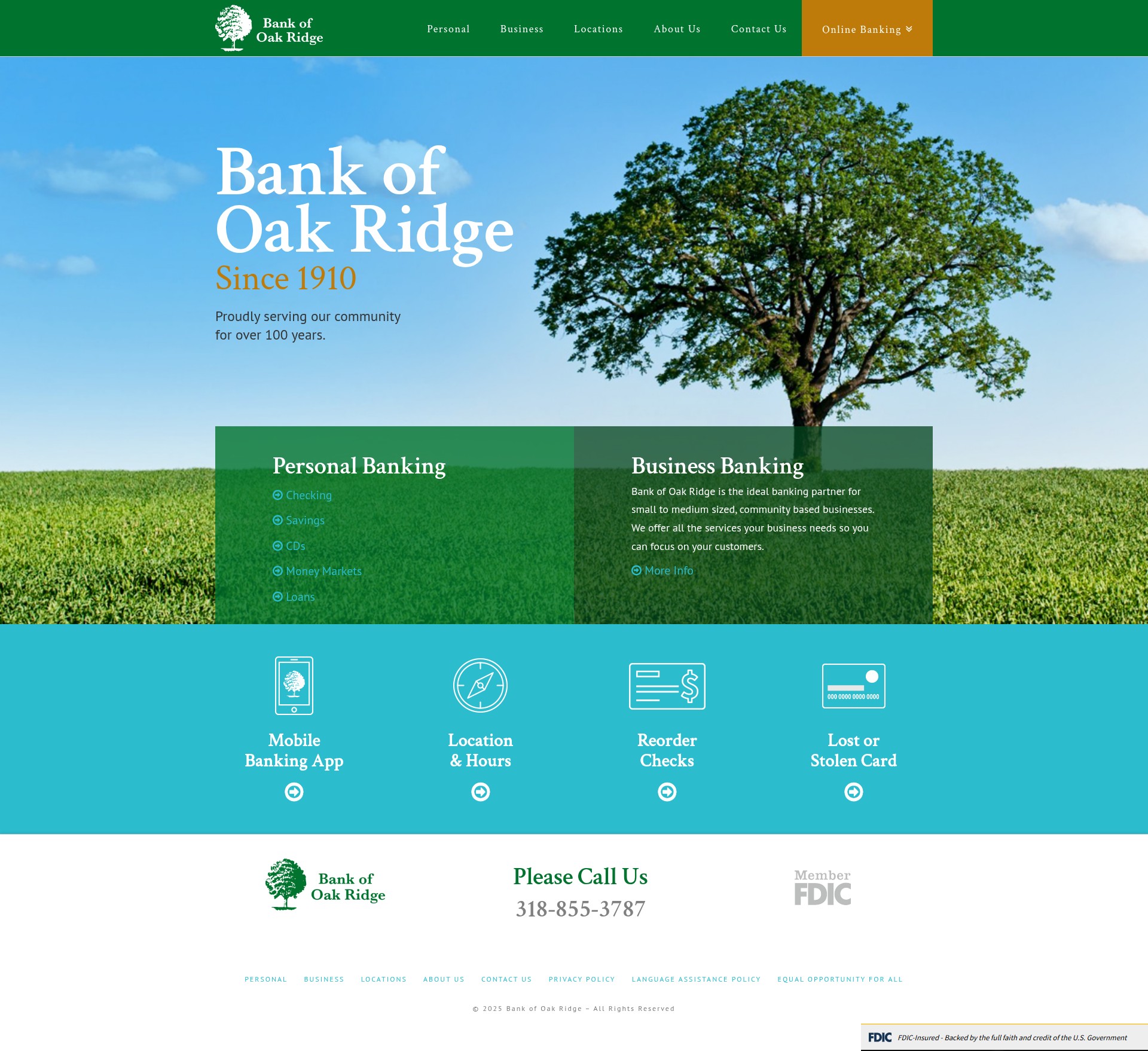 Screenshot of bankofoakridge.bank