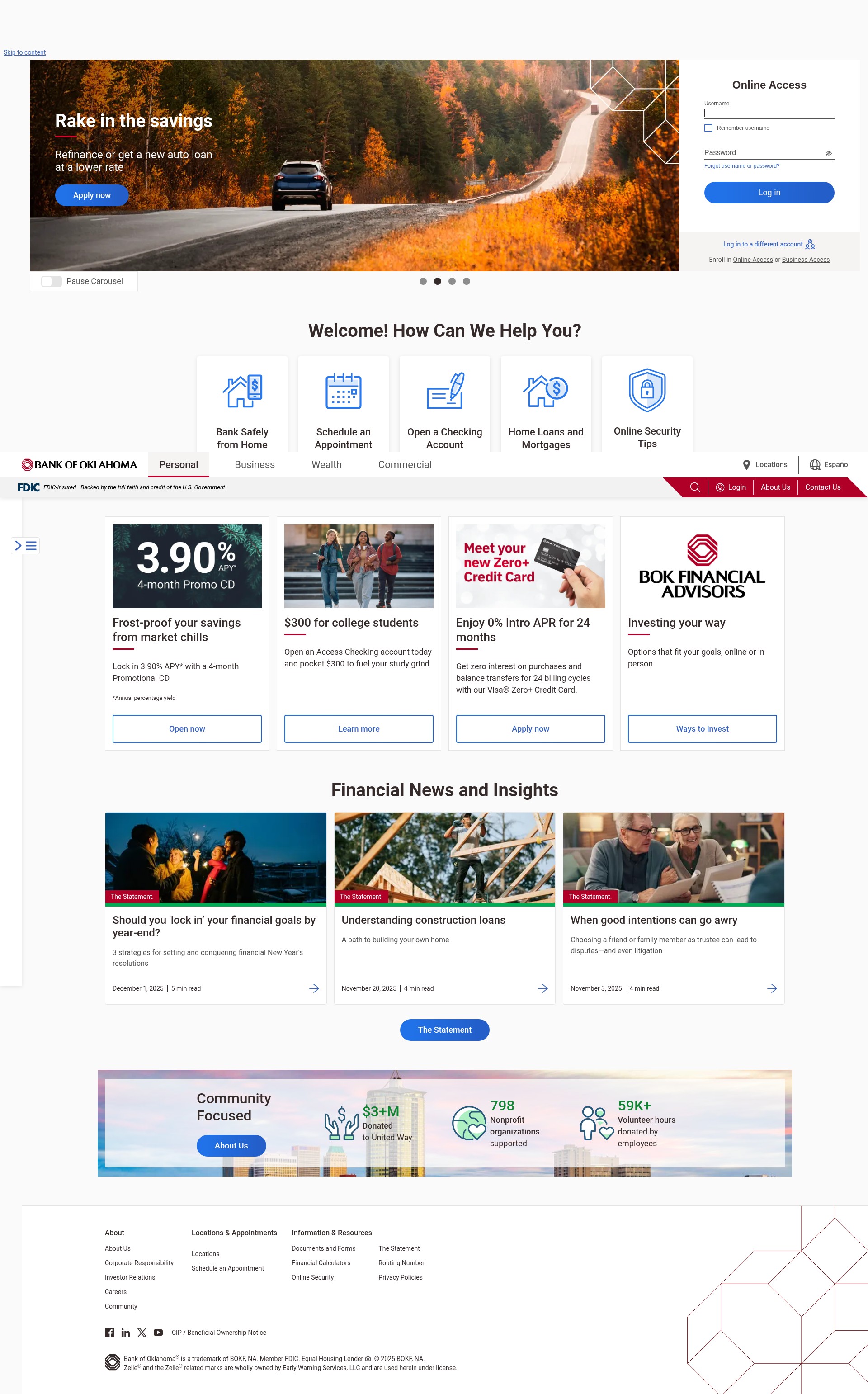 Screenshot of bankofoklahoma.com