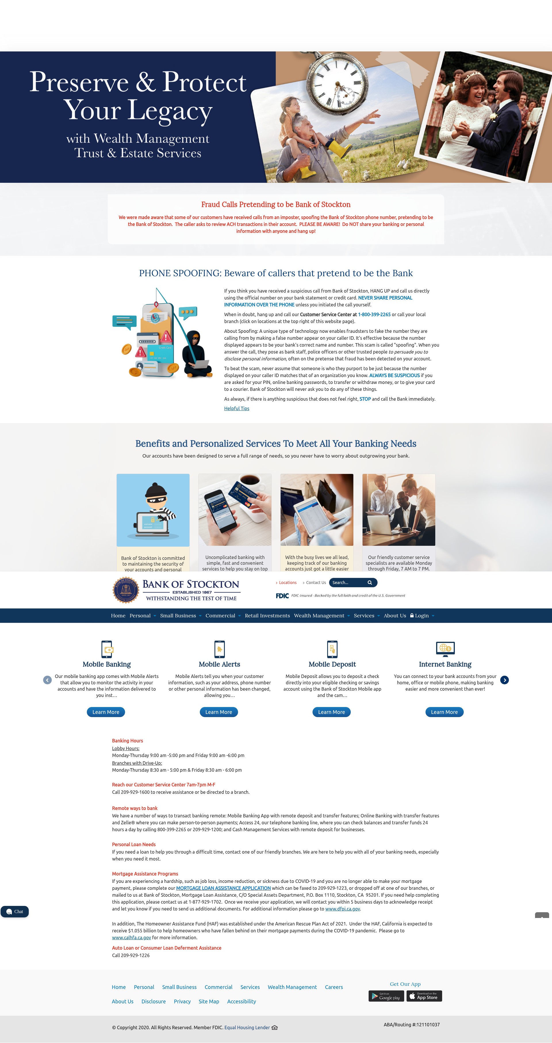 Screenshot of bankofstockton.com