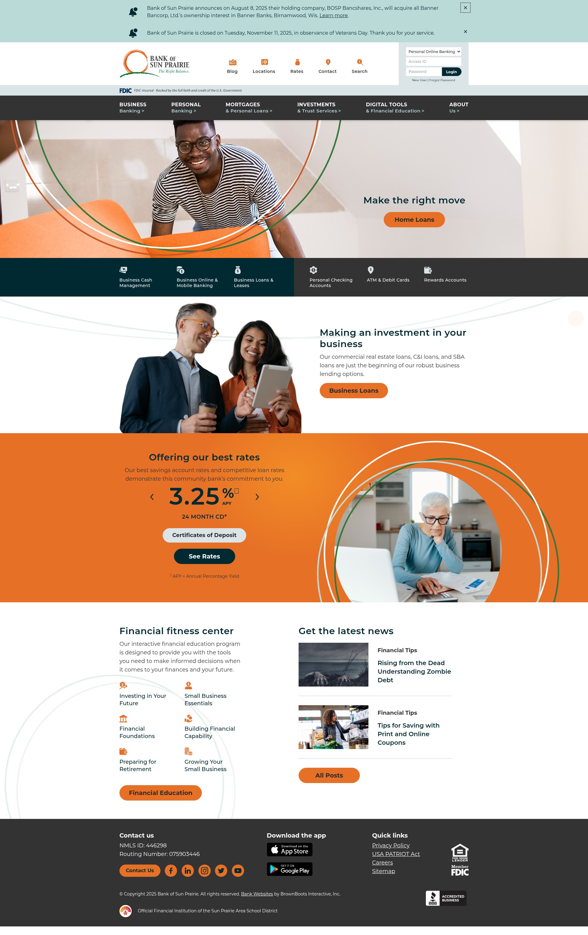 Screenshot of bankofsunprairie.com