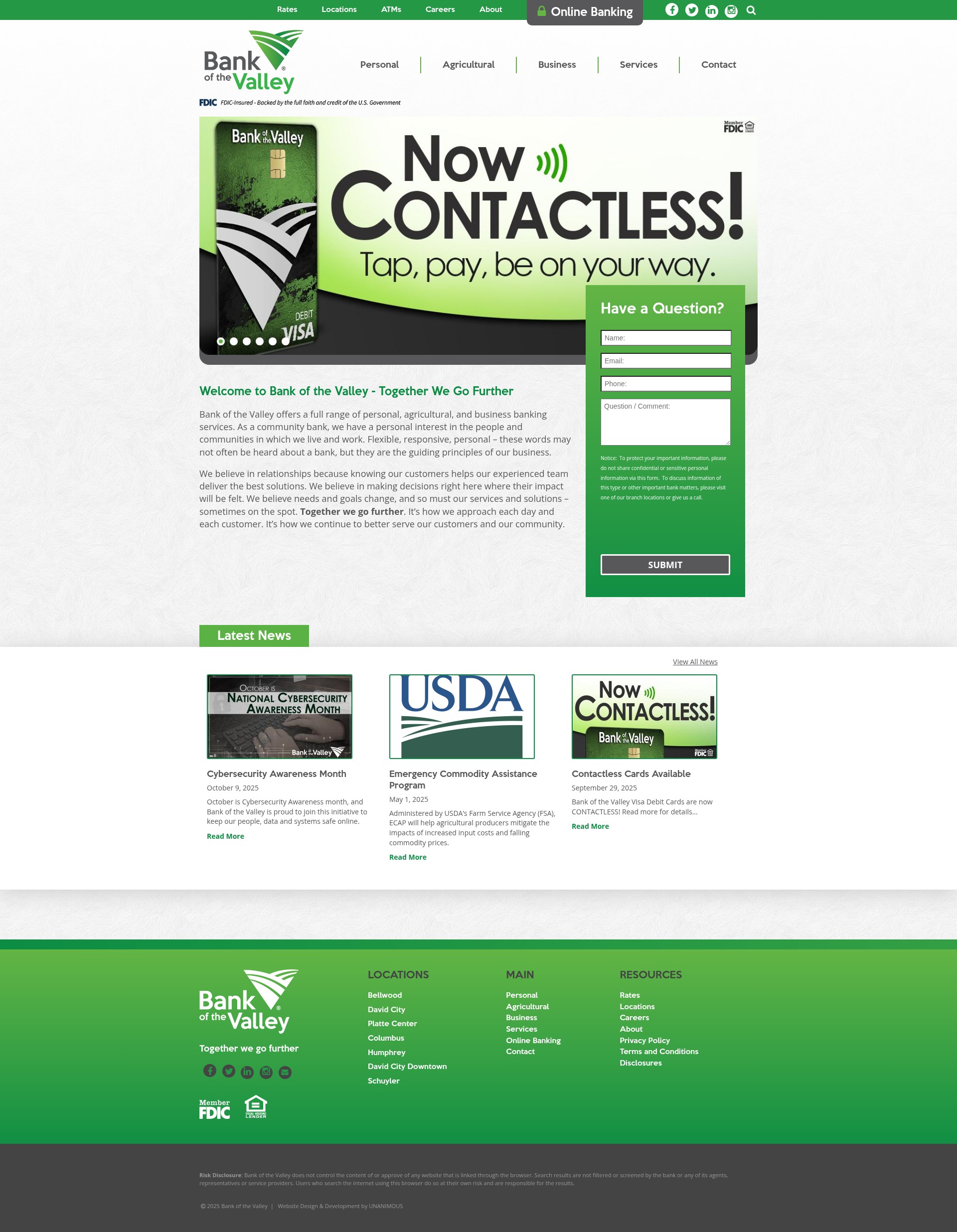 Screenshot of bankofthevalley.com