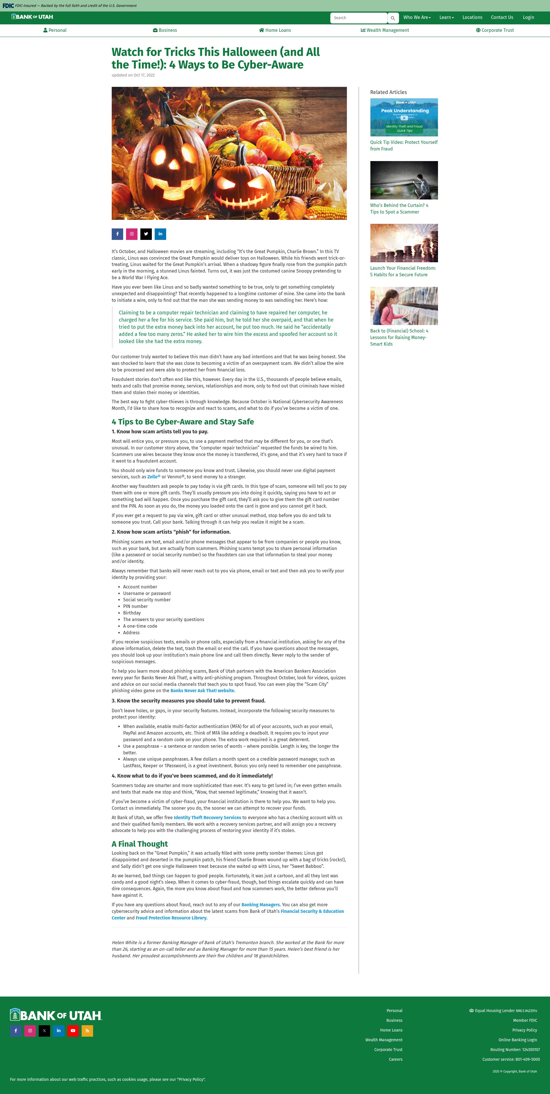 Screenshot of bankofutah.com