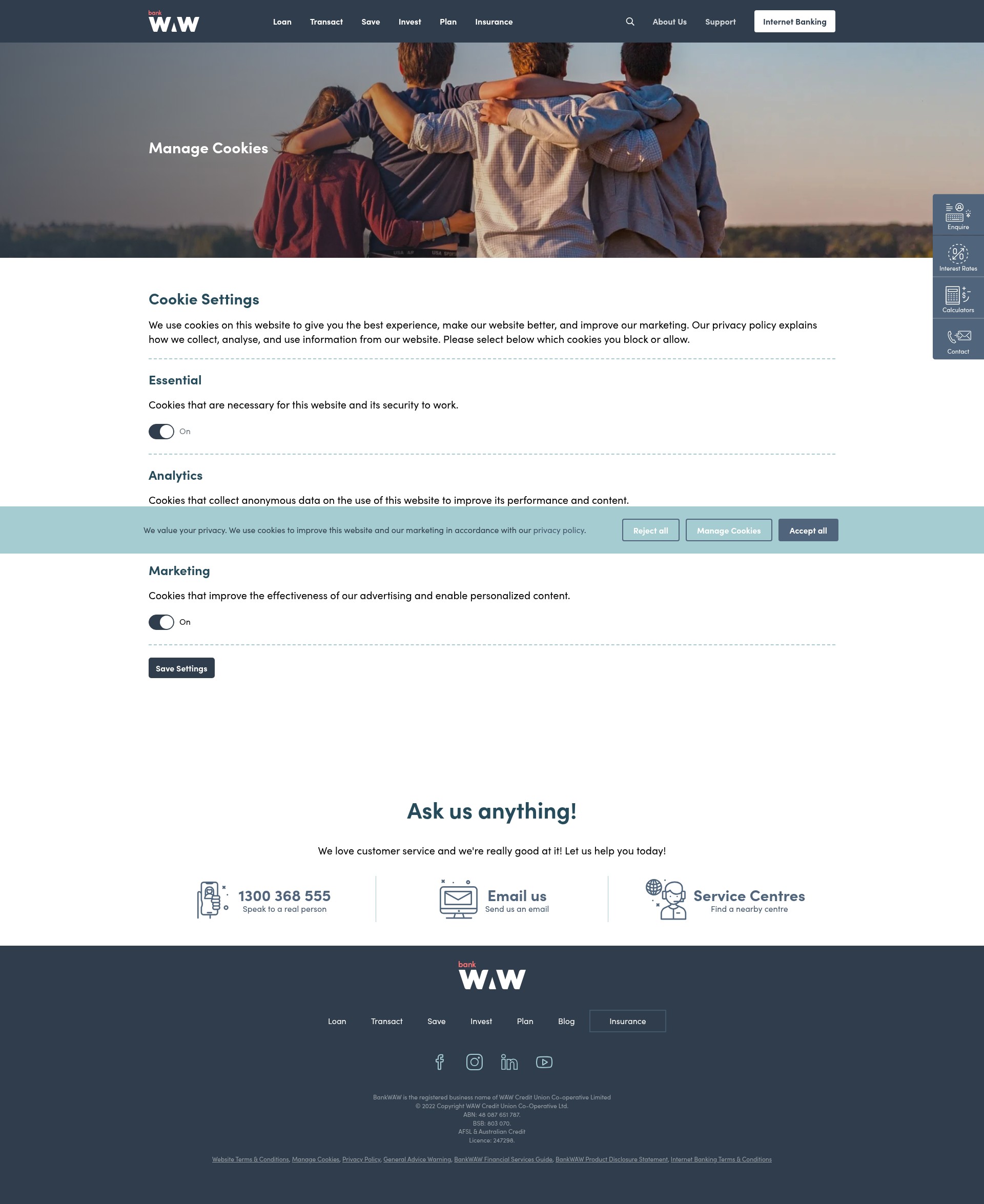 Screenshot of bankwaw.com.au