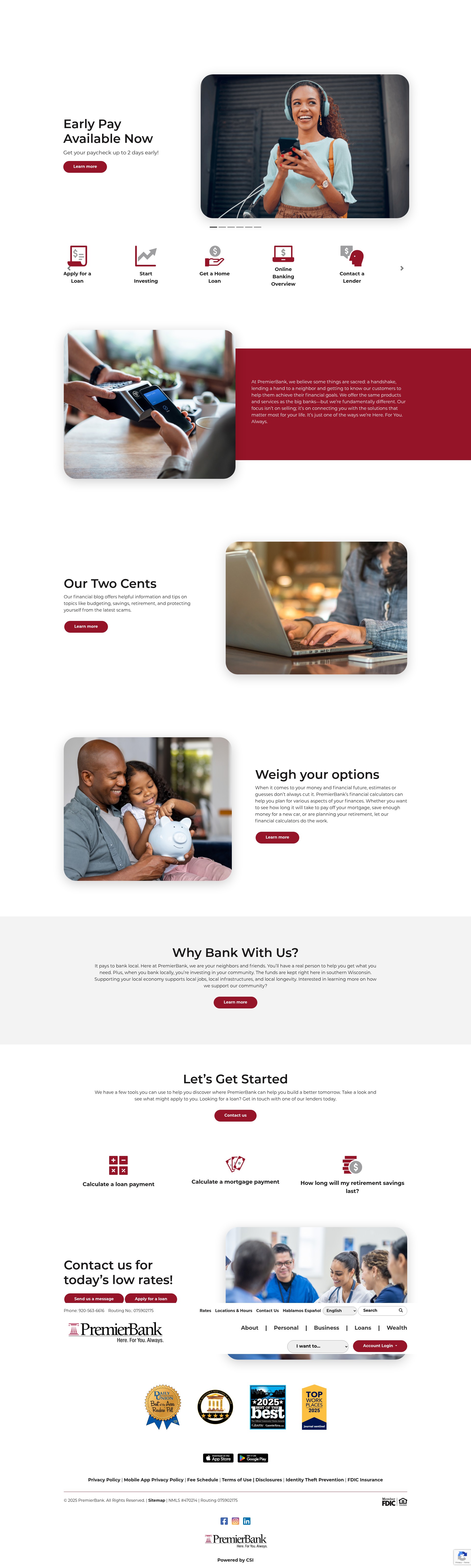 Screenshot of bankwithpremier.com