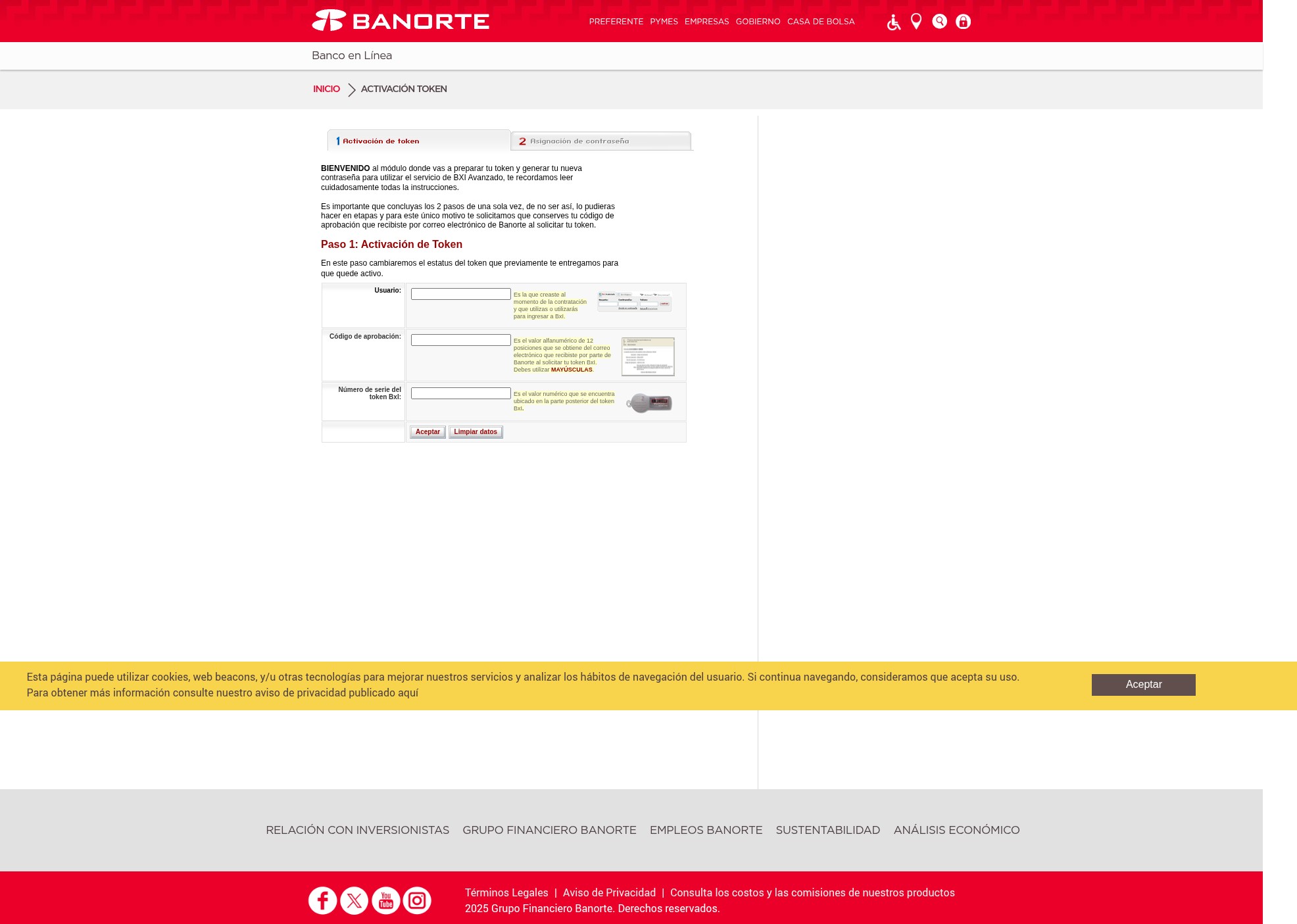 Screenshot of banorte.com