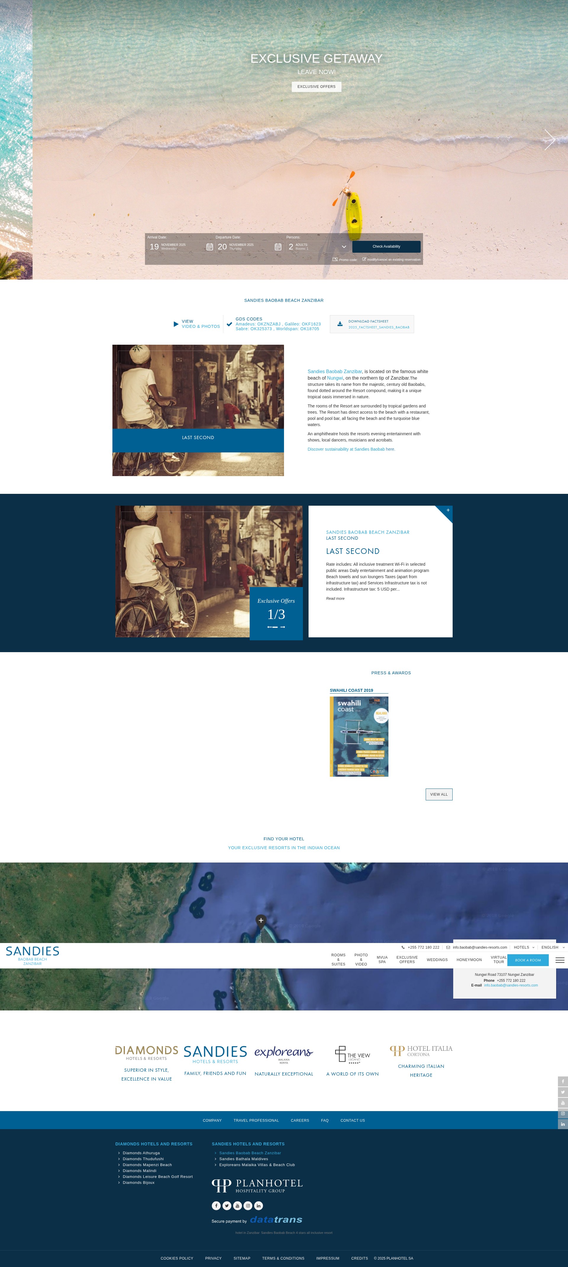 Screenshot of baobabzanzibar.sandies-resorts.com