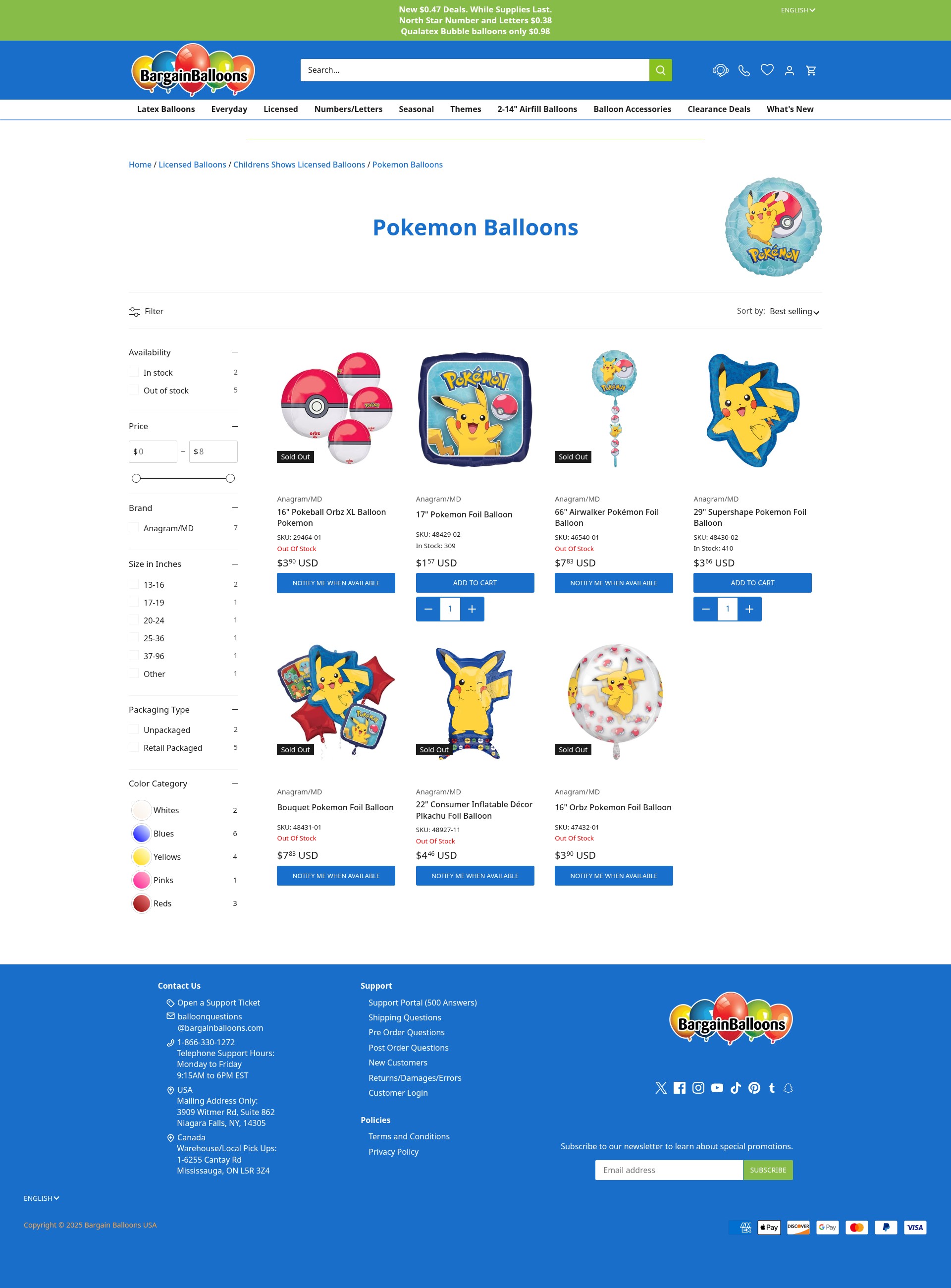 Screenshot of bargainballoons.com