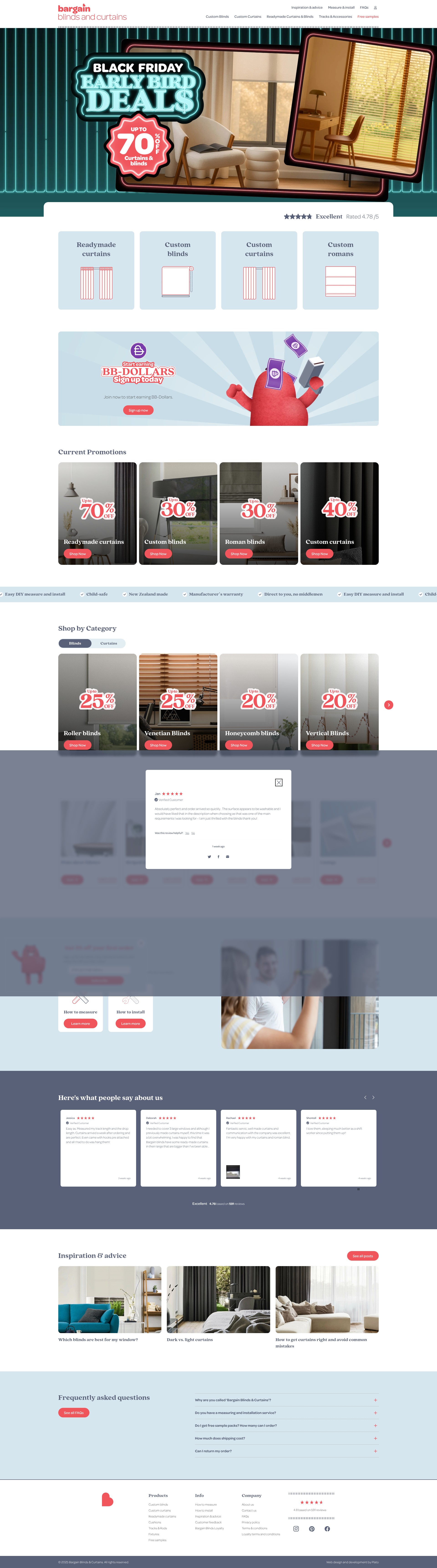 Screenshot of bargainblinds.co.nz