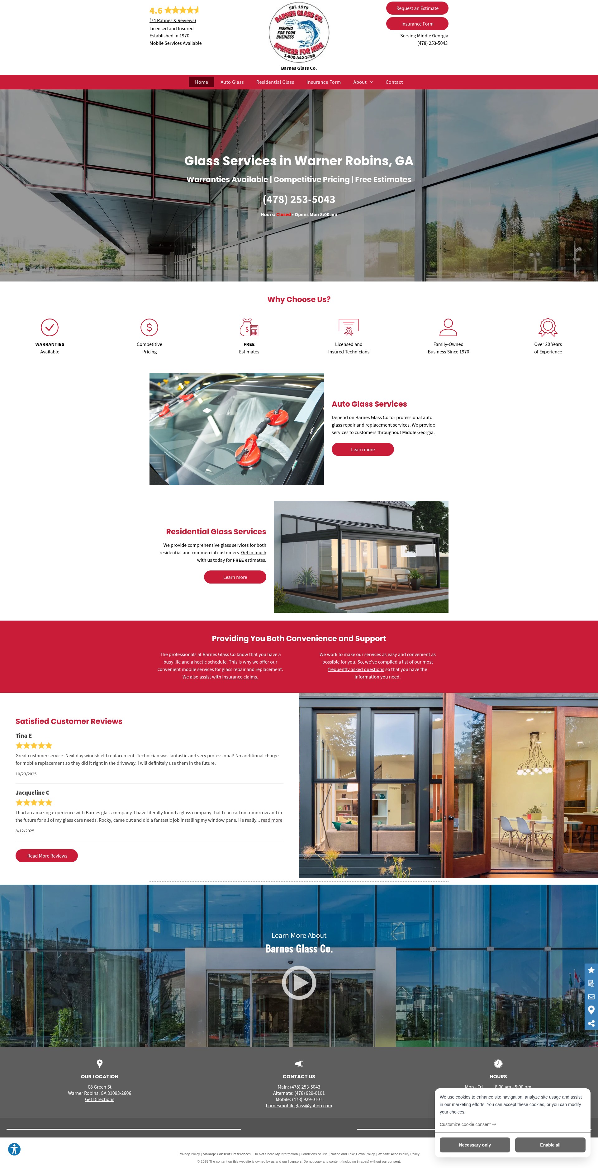 Screenshot of barnesglass.com