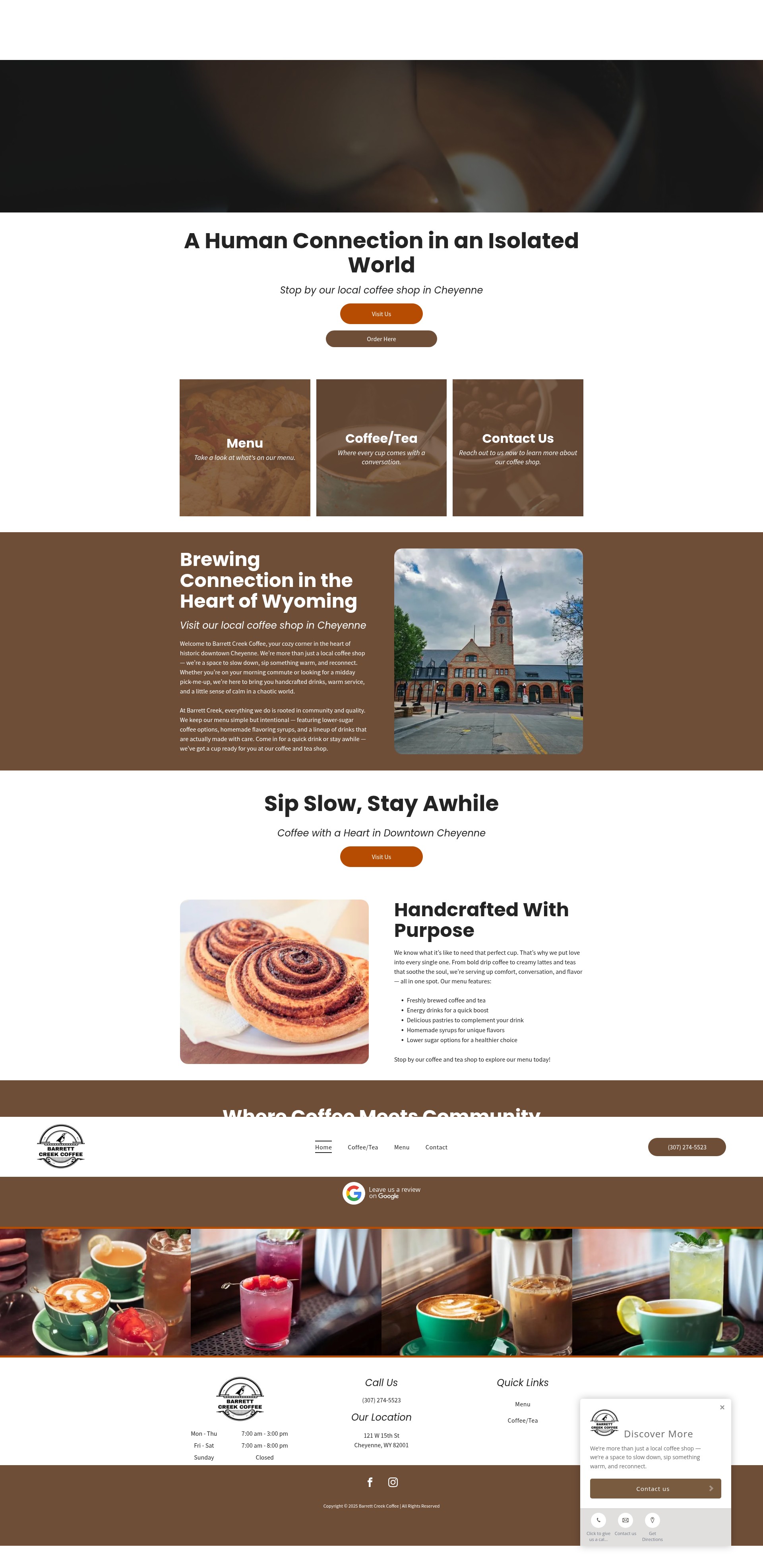 Screenshot of barrettcreekcoffee.com