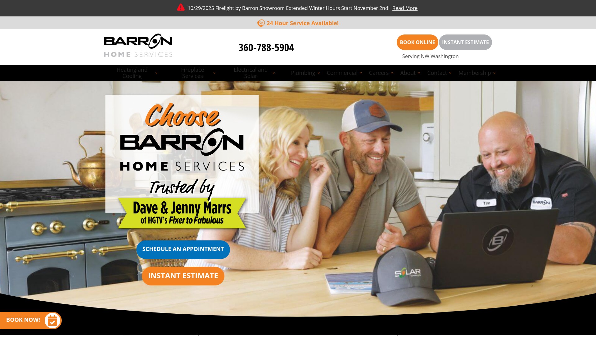 Screenshot of barronheating.com