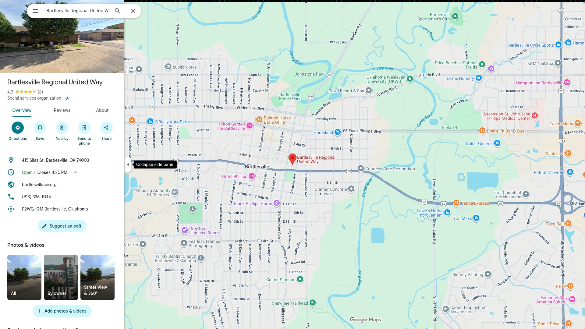 Screenshot of bartlesvilleuw.org