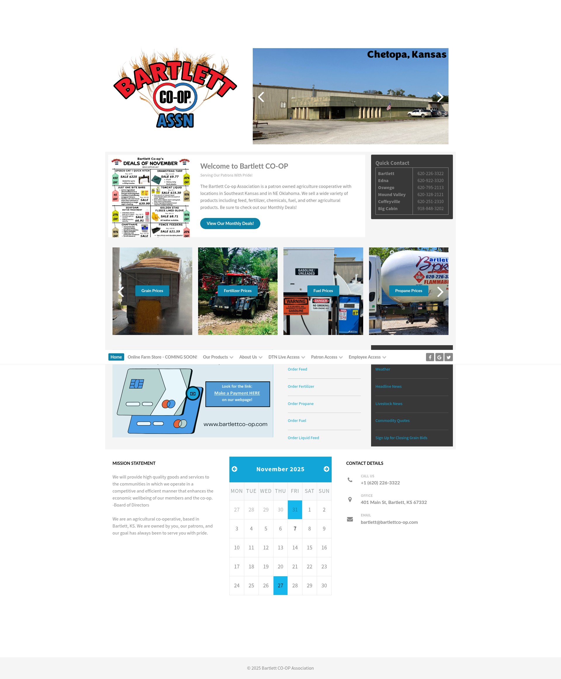 Screenshot of bartlettco-op.com