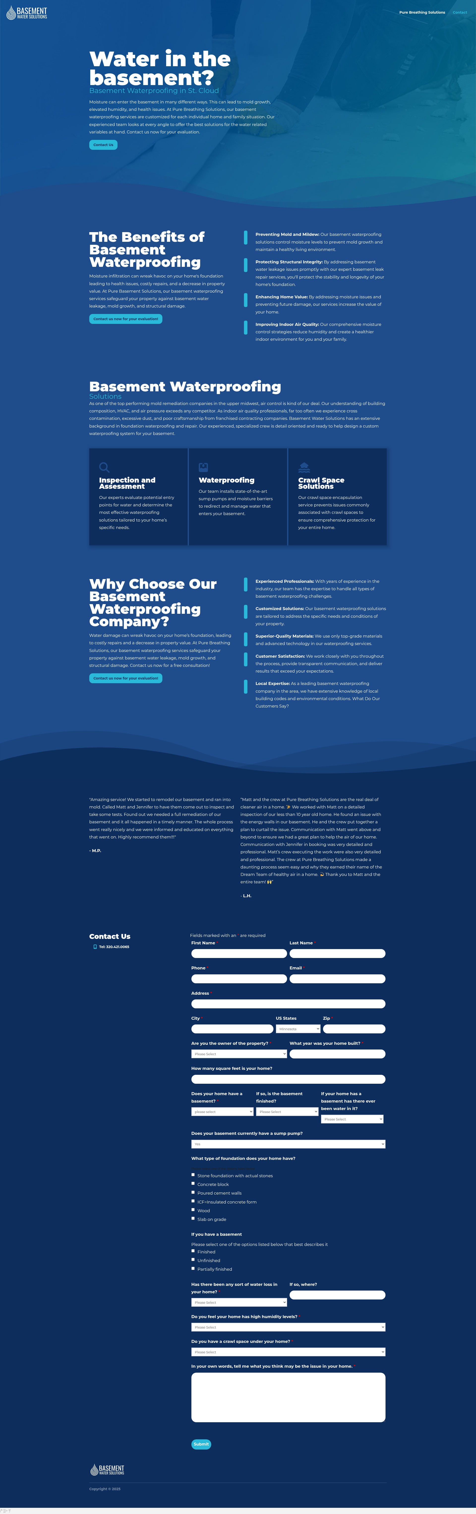 Screenshot of basementwatersolutions.com
