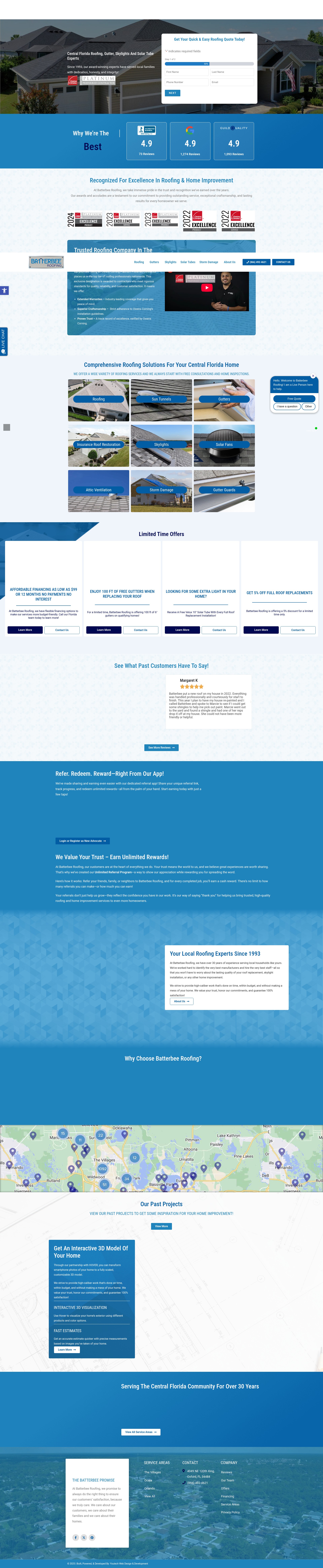Screenshot of batterbeeroofing.com