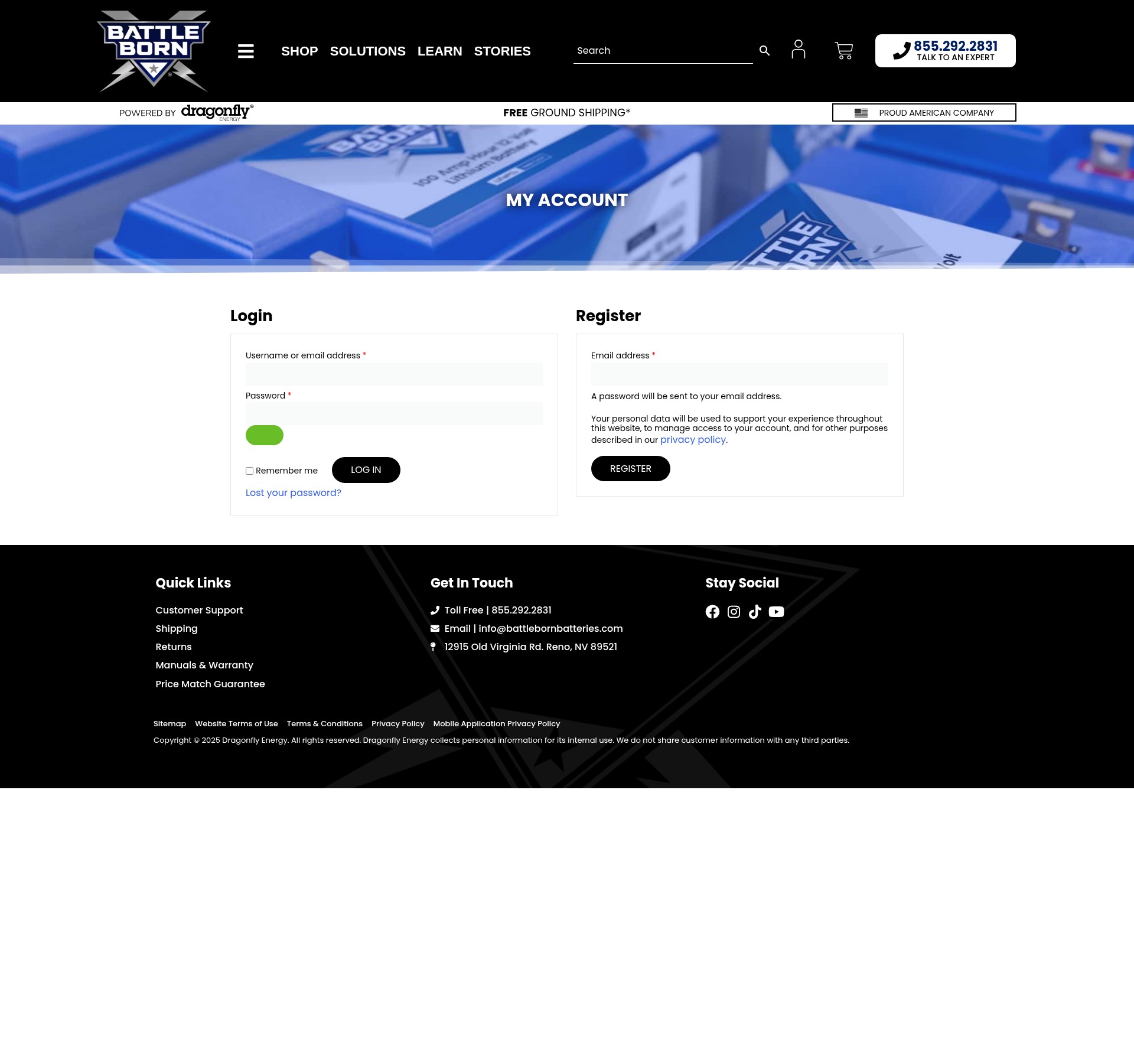 Screenshot of battlebornbatteries.com
