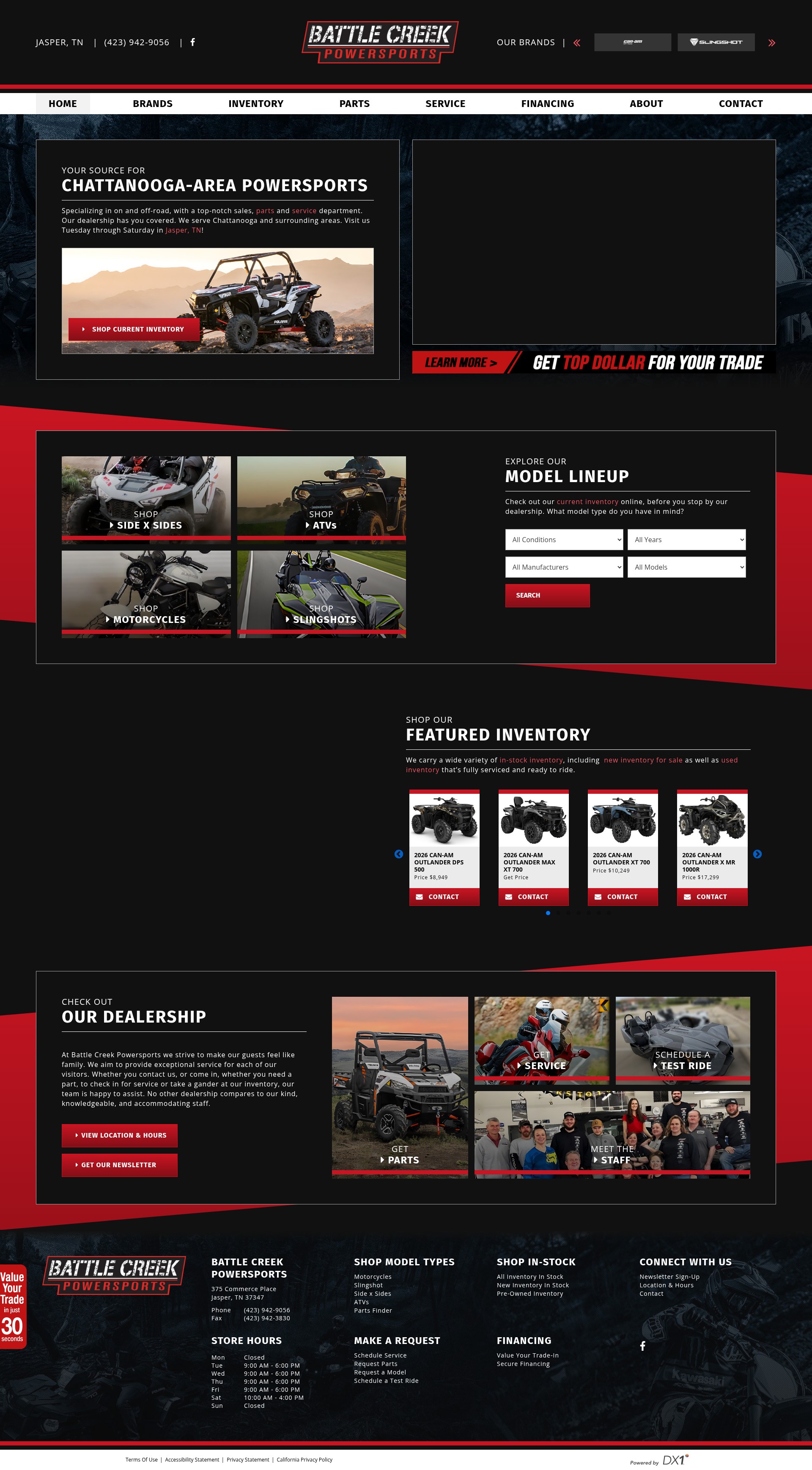 Screenshot of battlecreekpowersports.com