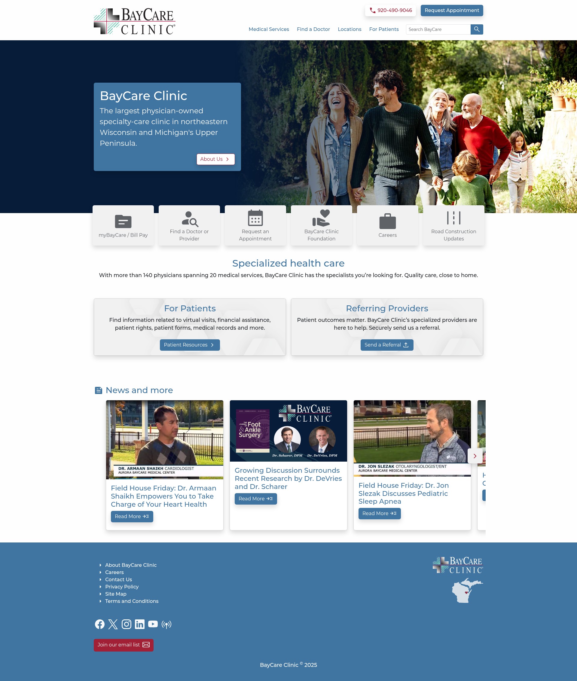Screenshot of baycareclinic.com