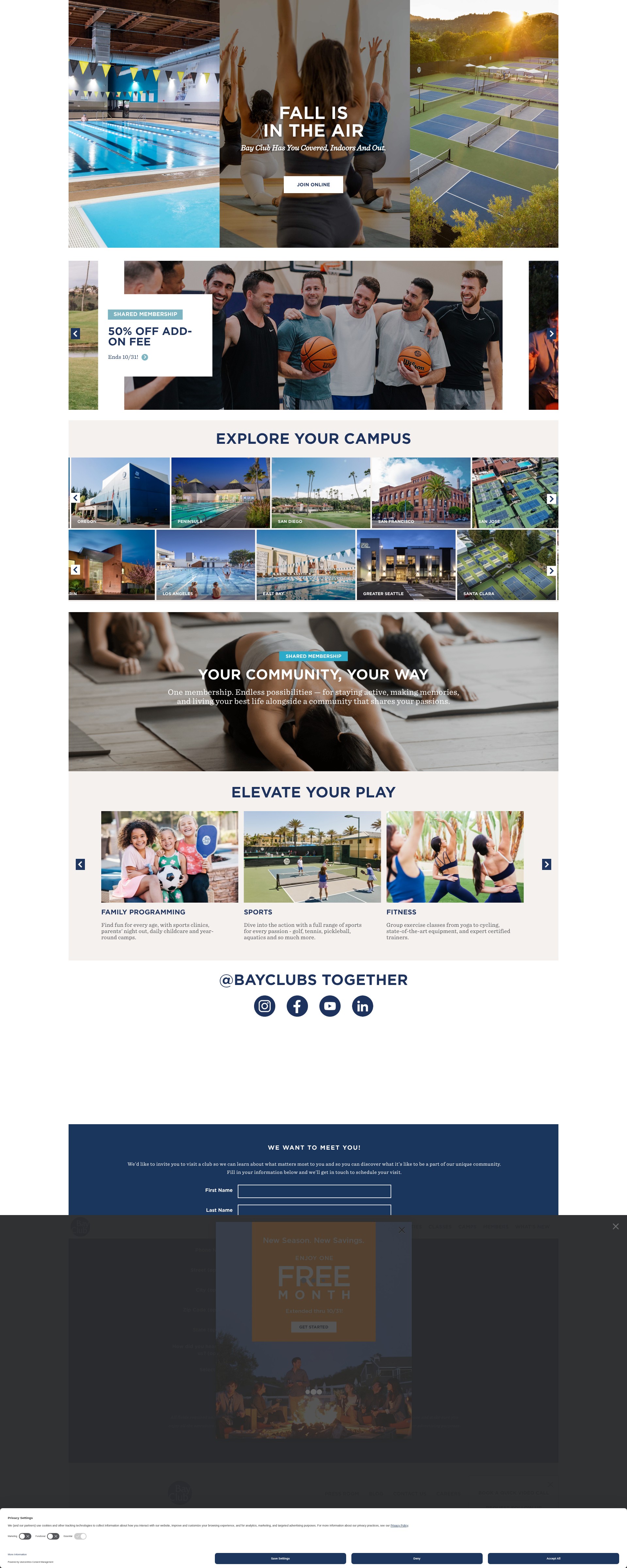 Screenshot of bayclubs.com