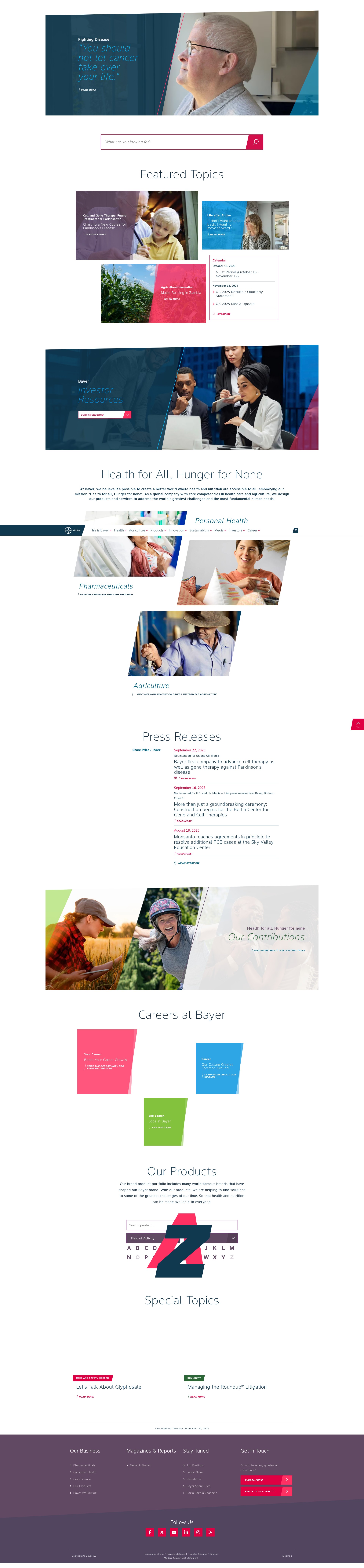 Screenshot of bayer.com