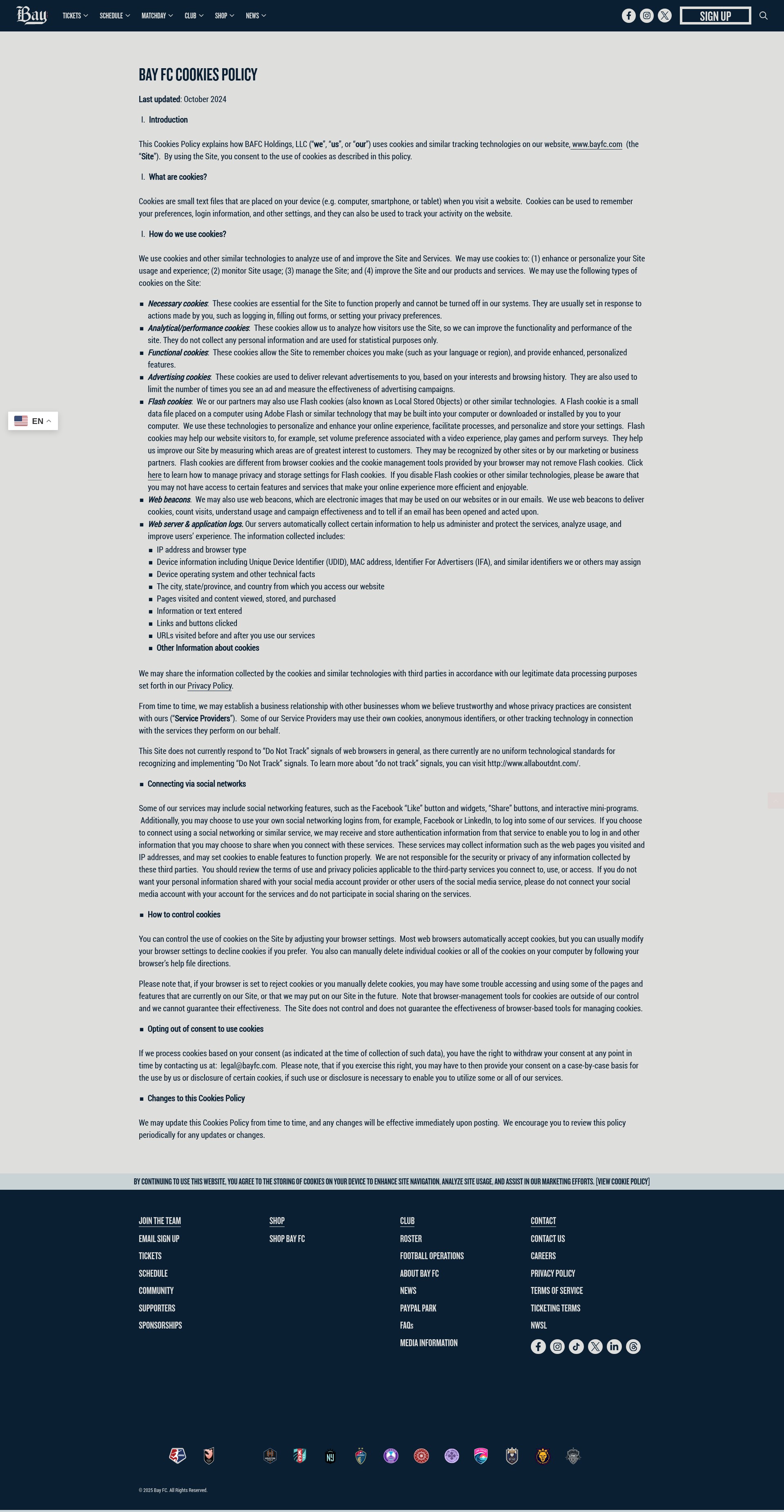 Screenshot of bayfc.com