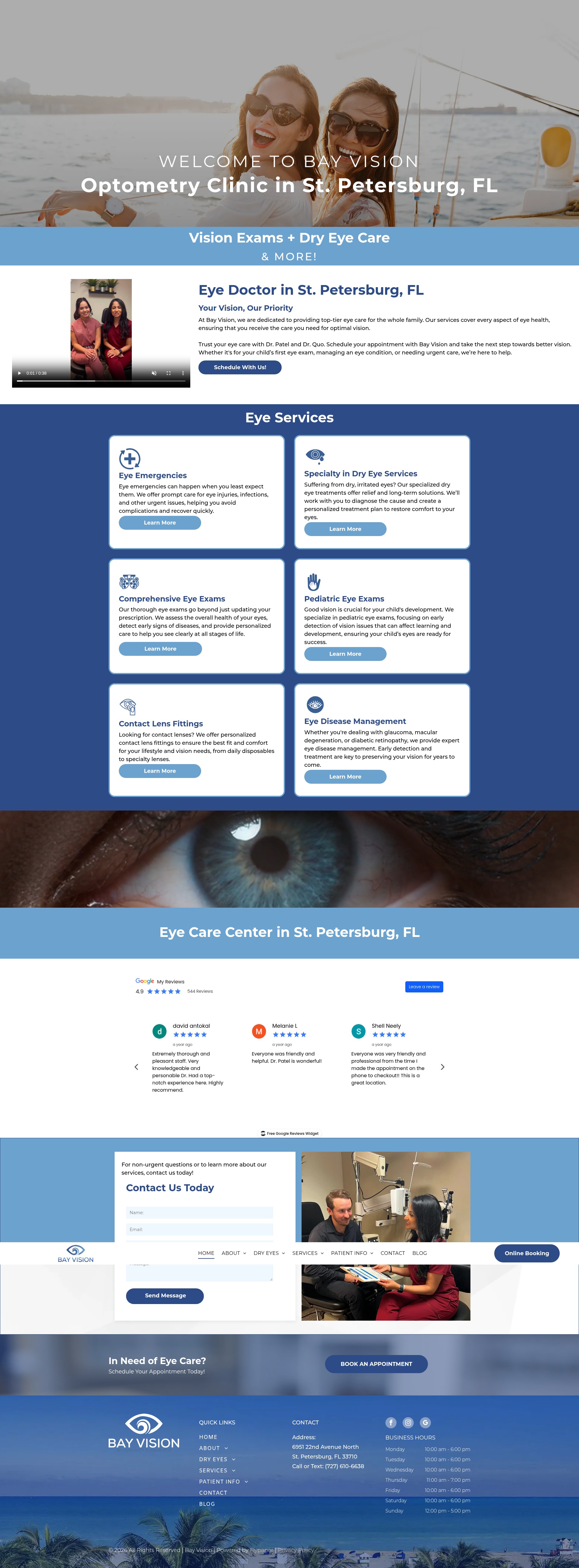 Screenshot of bayvisionoptometry.com