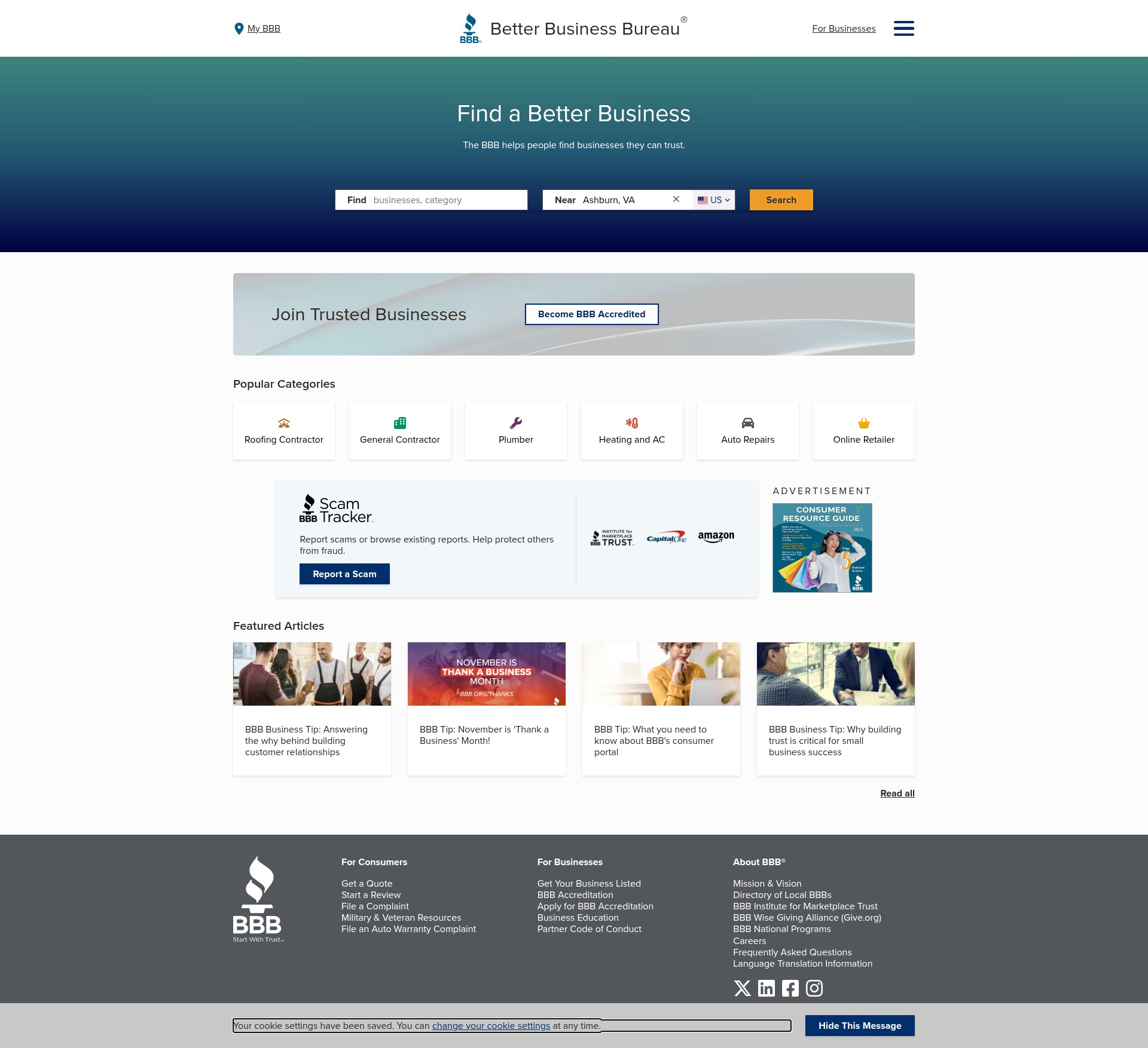 Screenshot of bbb.org