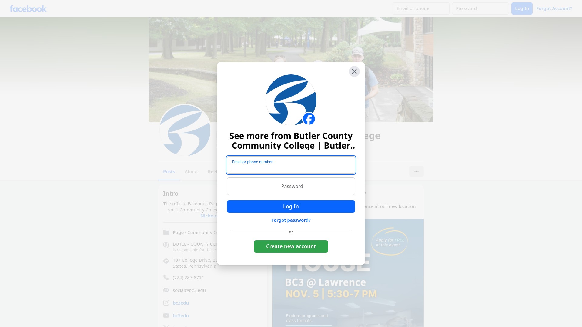Screenshot of bc3.edu