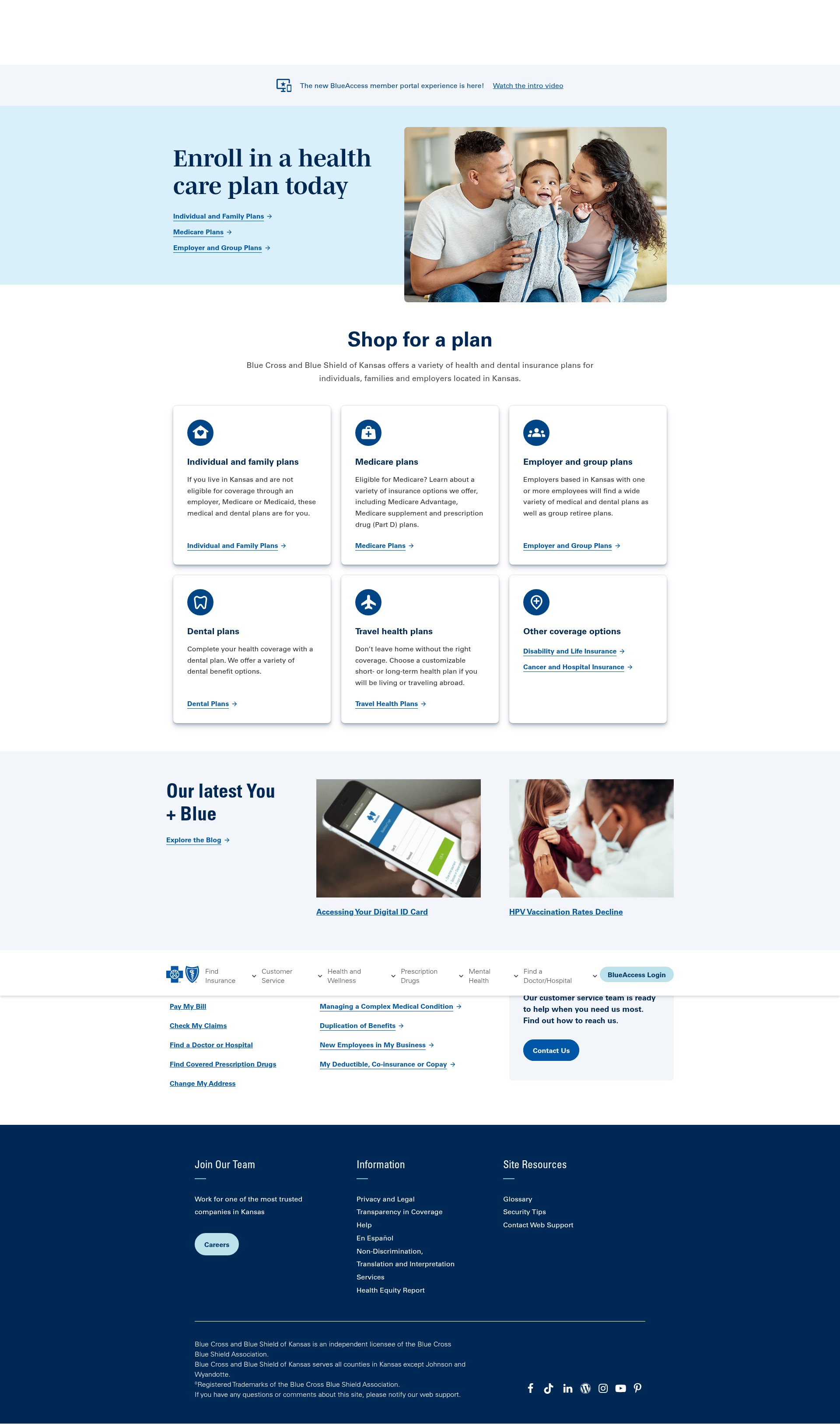 Screenshot of bcbsks.com
