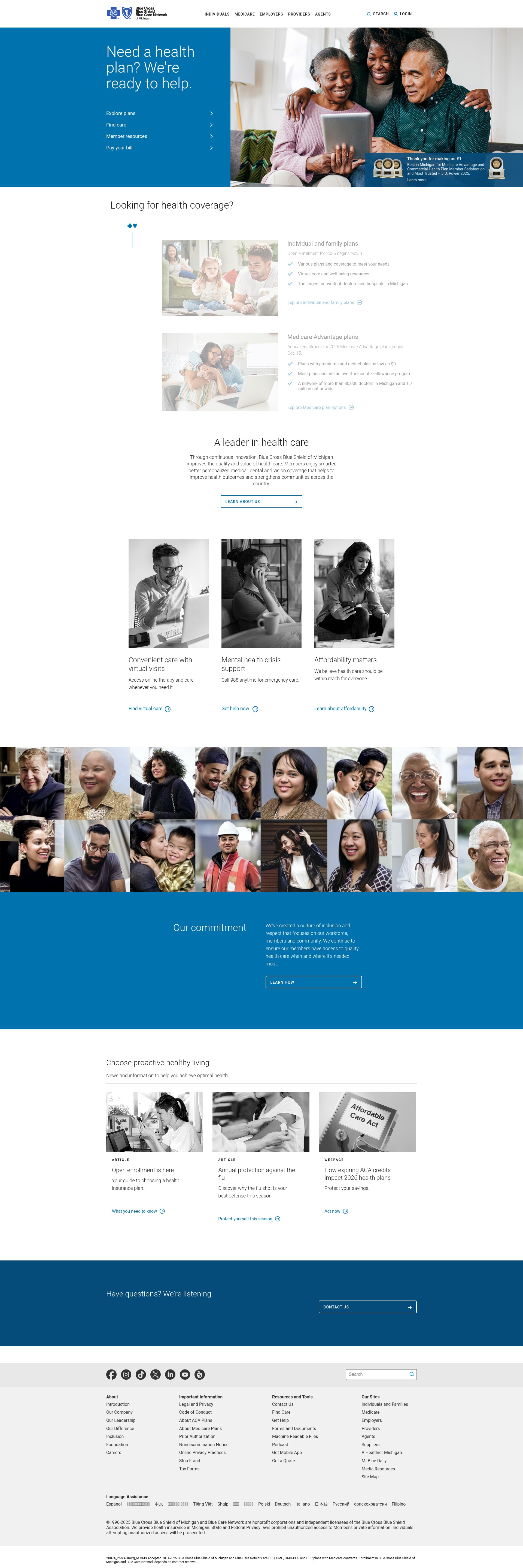 Screenshot of bcbsm.com