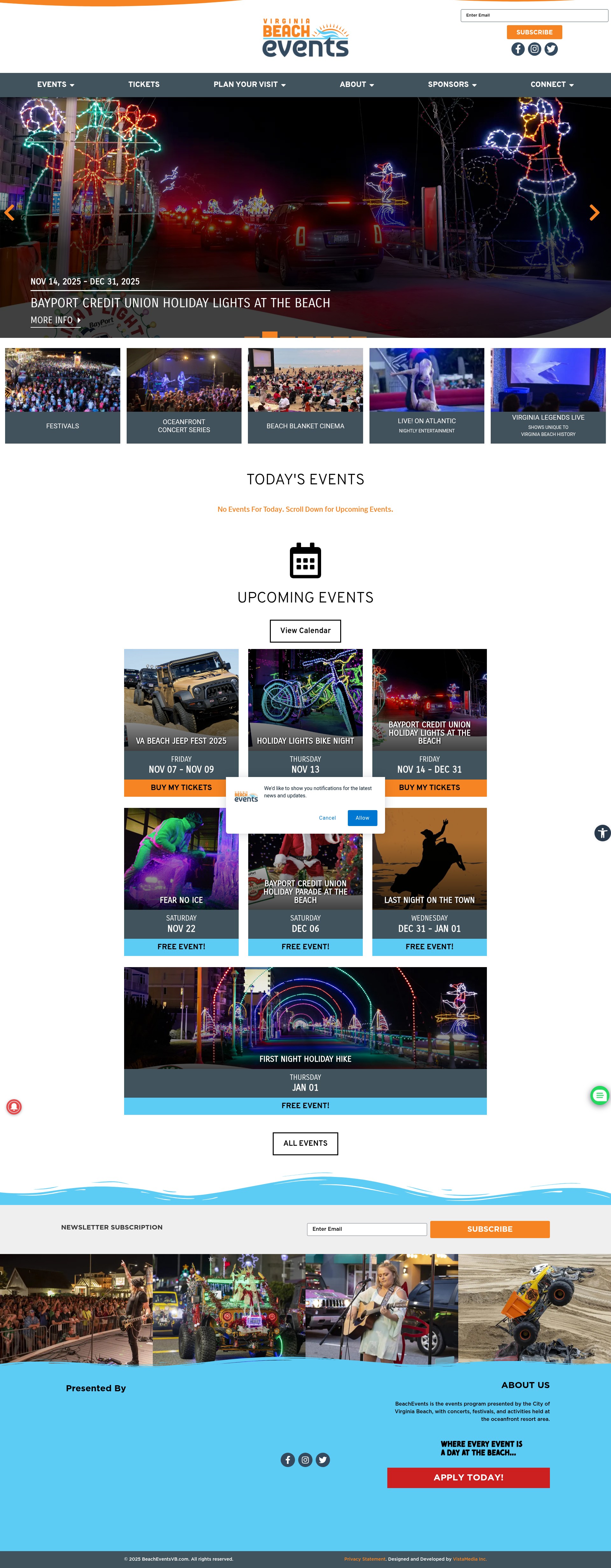 Screenshot of beacheventsvb.com