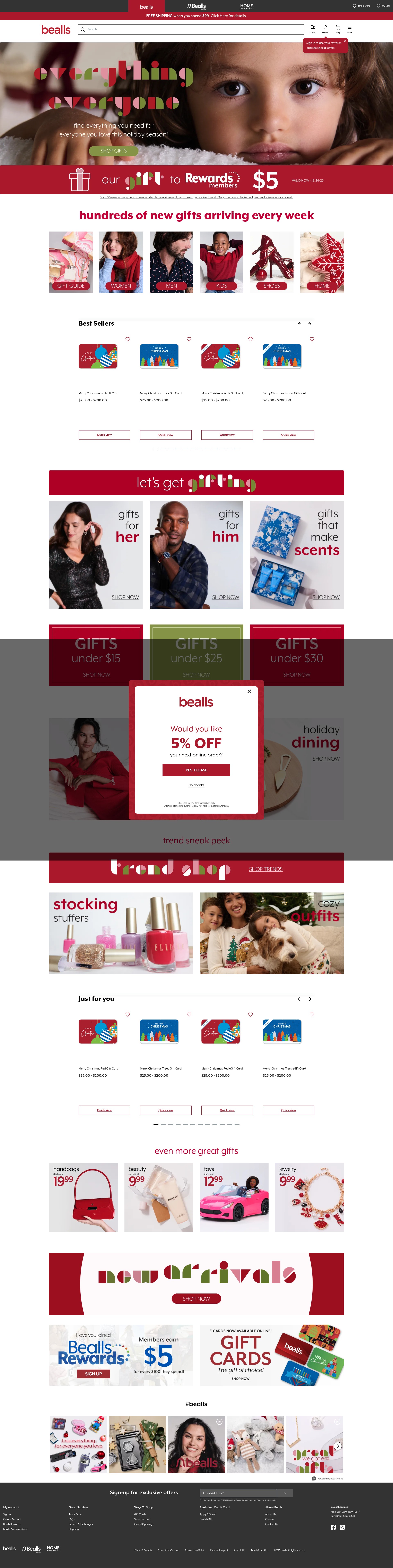 Screenshot of bealls.com
