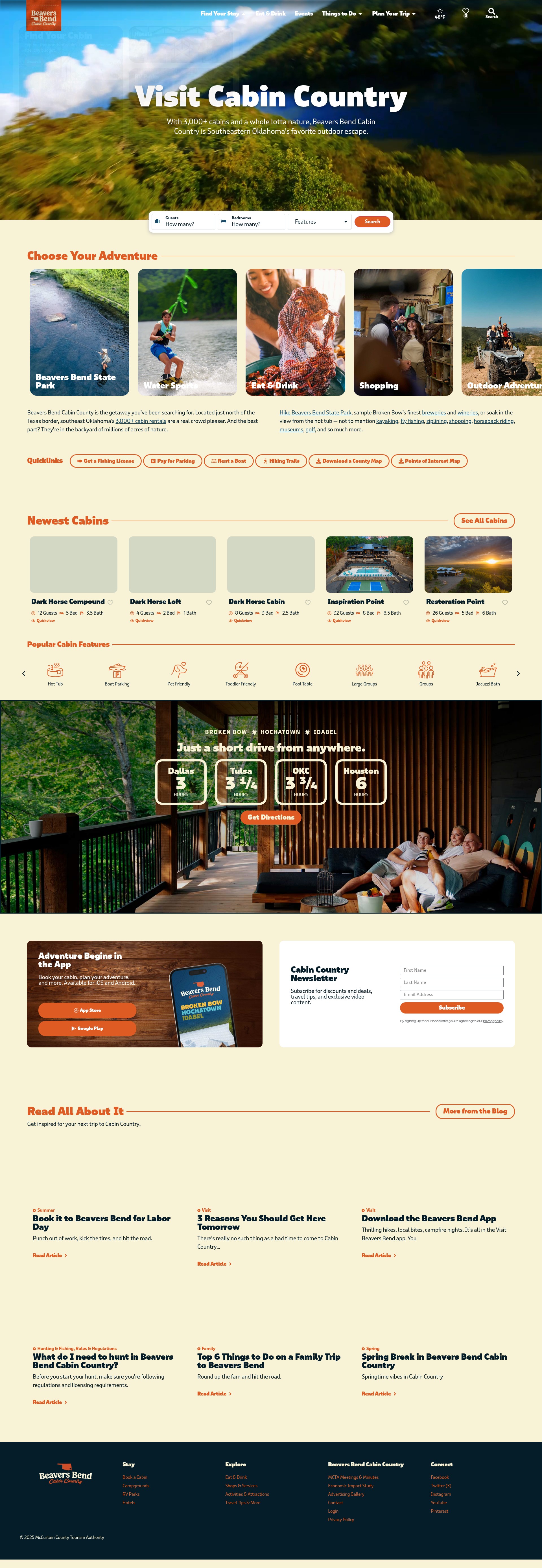 Screenshot of beaversbendcabincountry.com