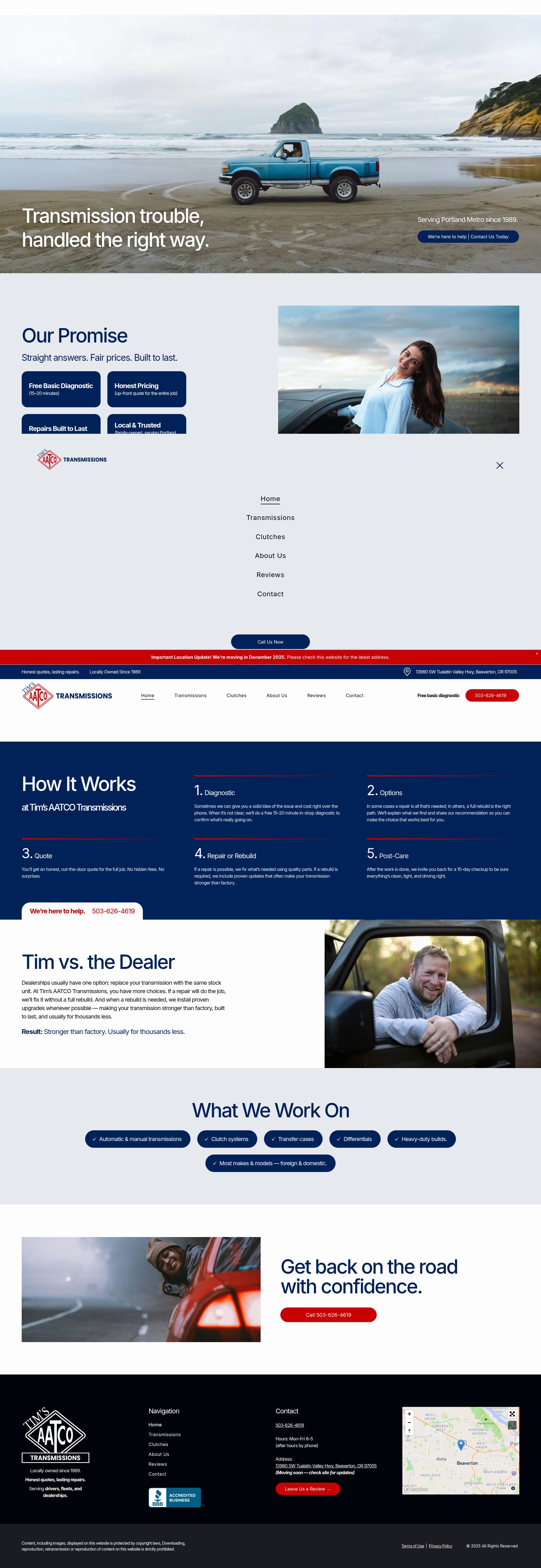 Screenshot of beavertontransmissionrepair.com